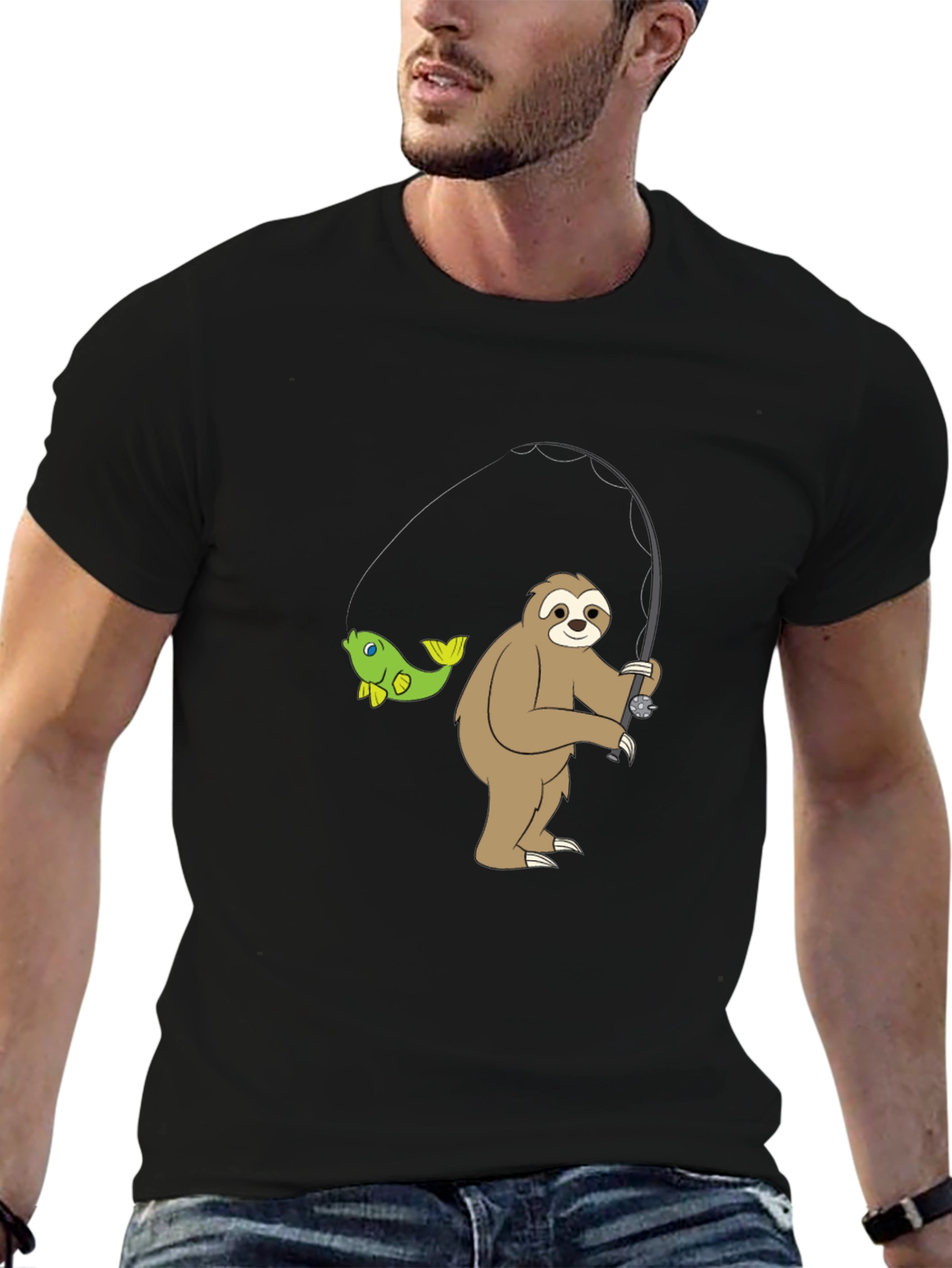 Sloth Fishing T-Shirt - Funny Graphic Tee