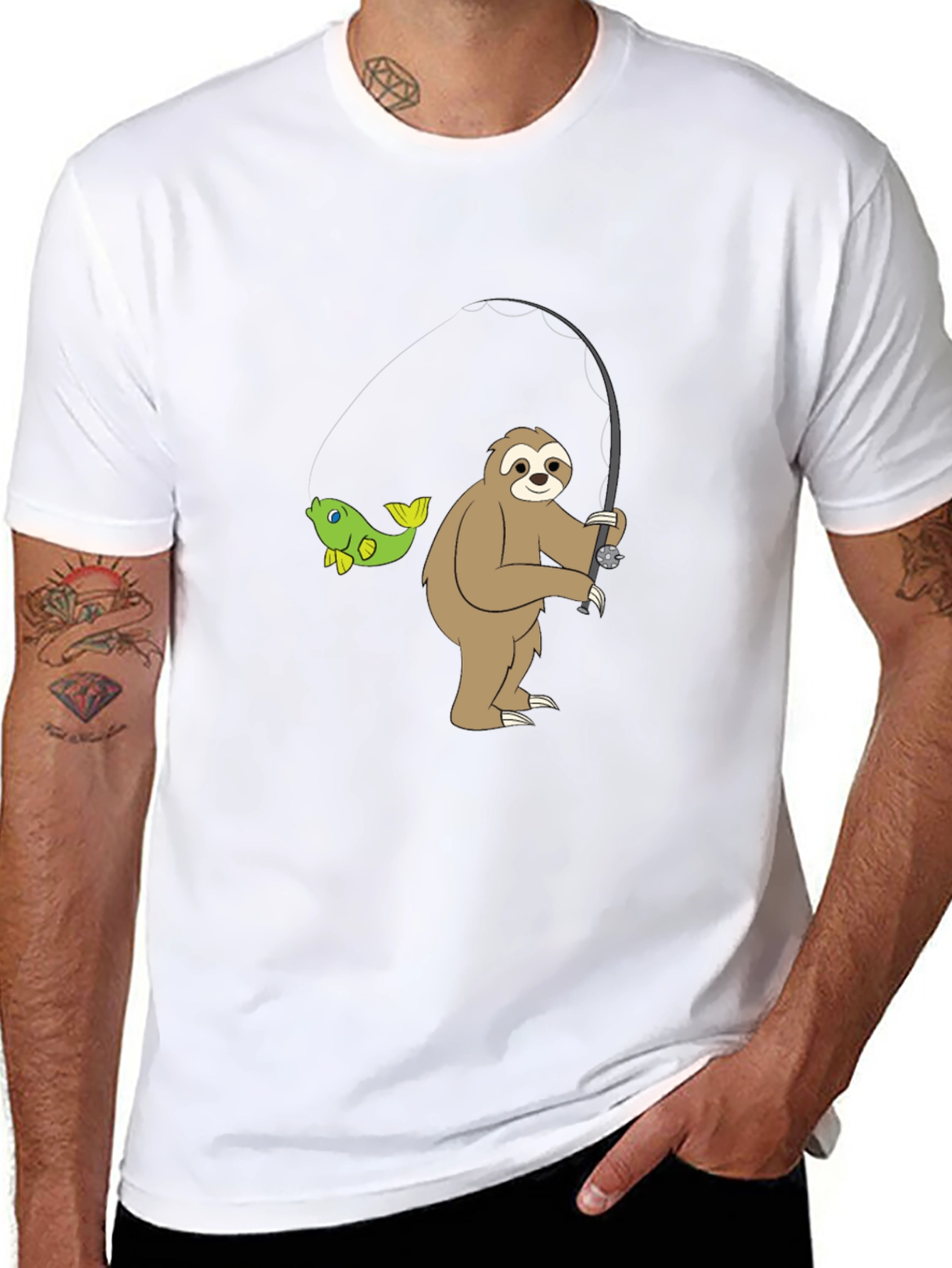 Sloth Fishing T-Shirt - Funny Graphic Tee