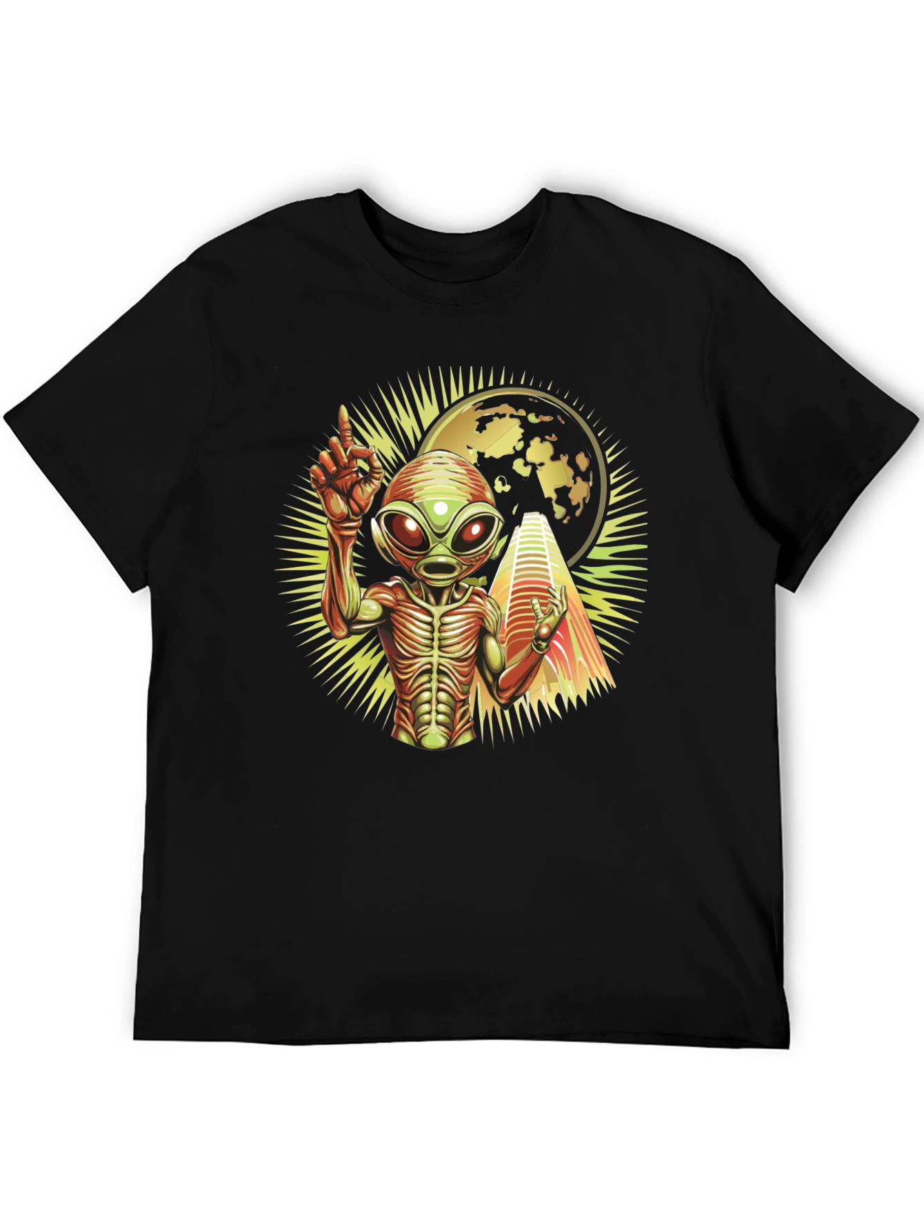 Alien Abduction Graphic T-Shirt - Black