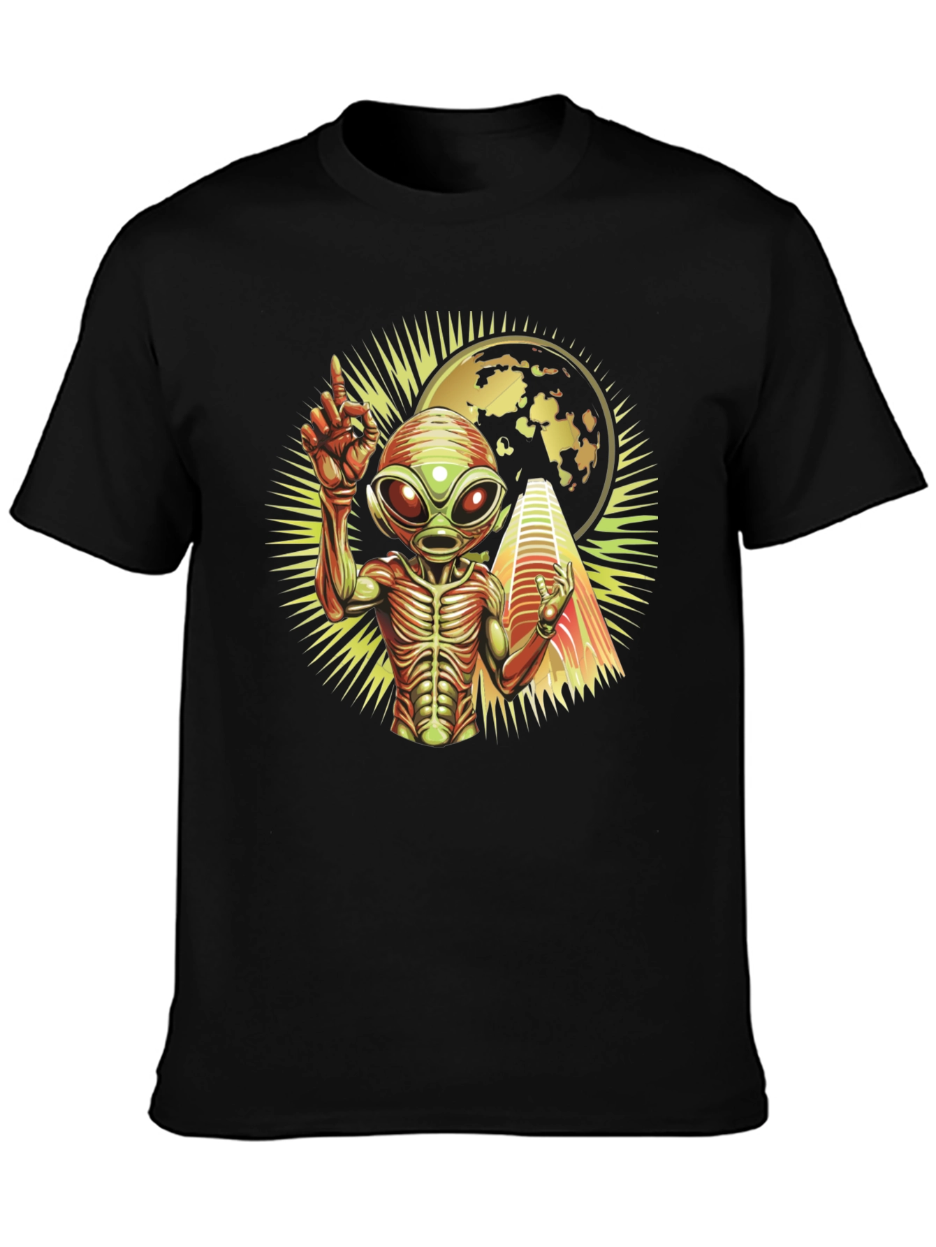 Alien Abduction Graphic T-Shirt - Black