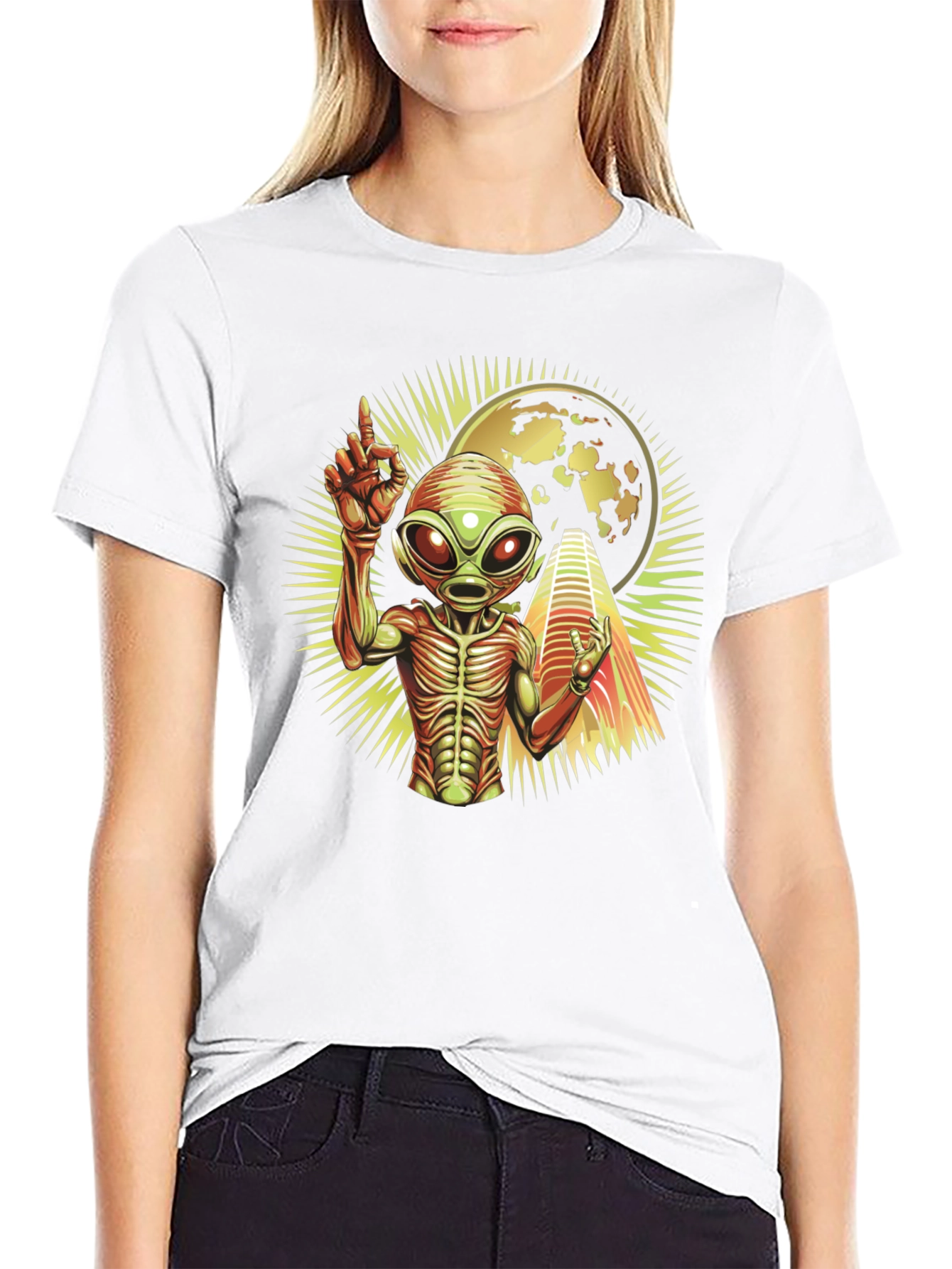 Alien Abduction Graphic T-Shirt - Black