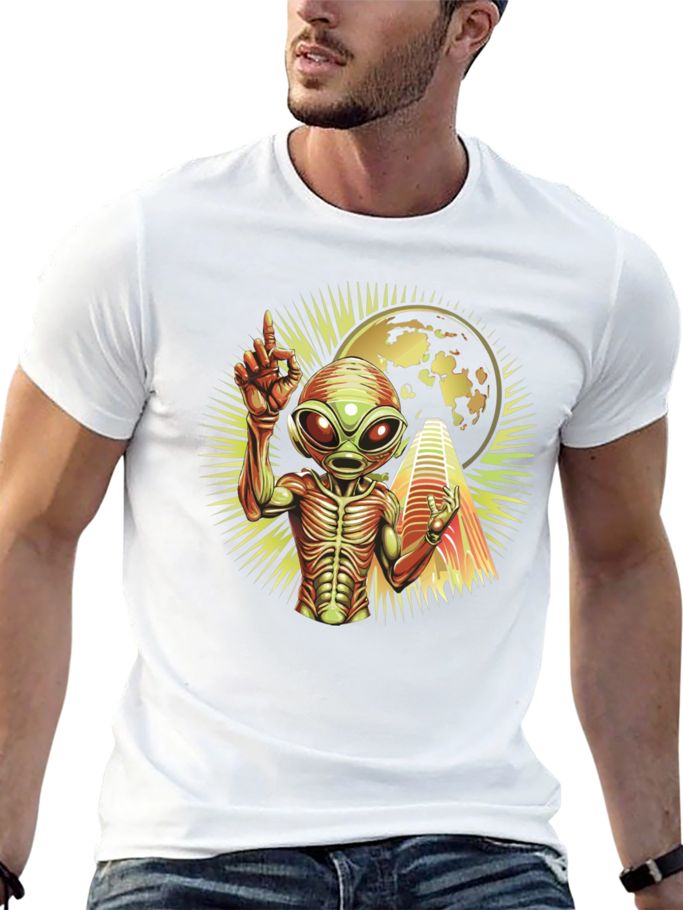 Alien Abduction Graphic T-Shirt - Black