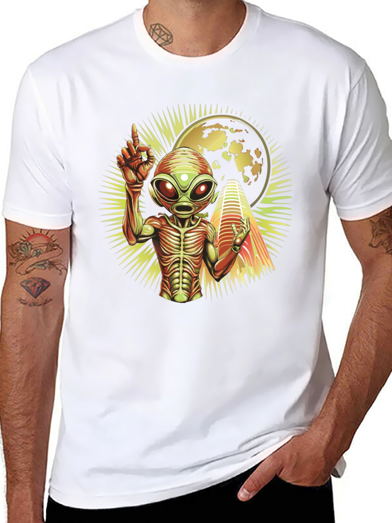 Alien Abduction Graphic T-Shirt - Black