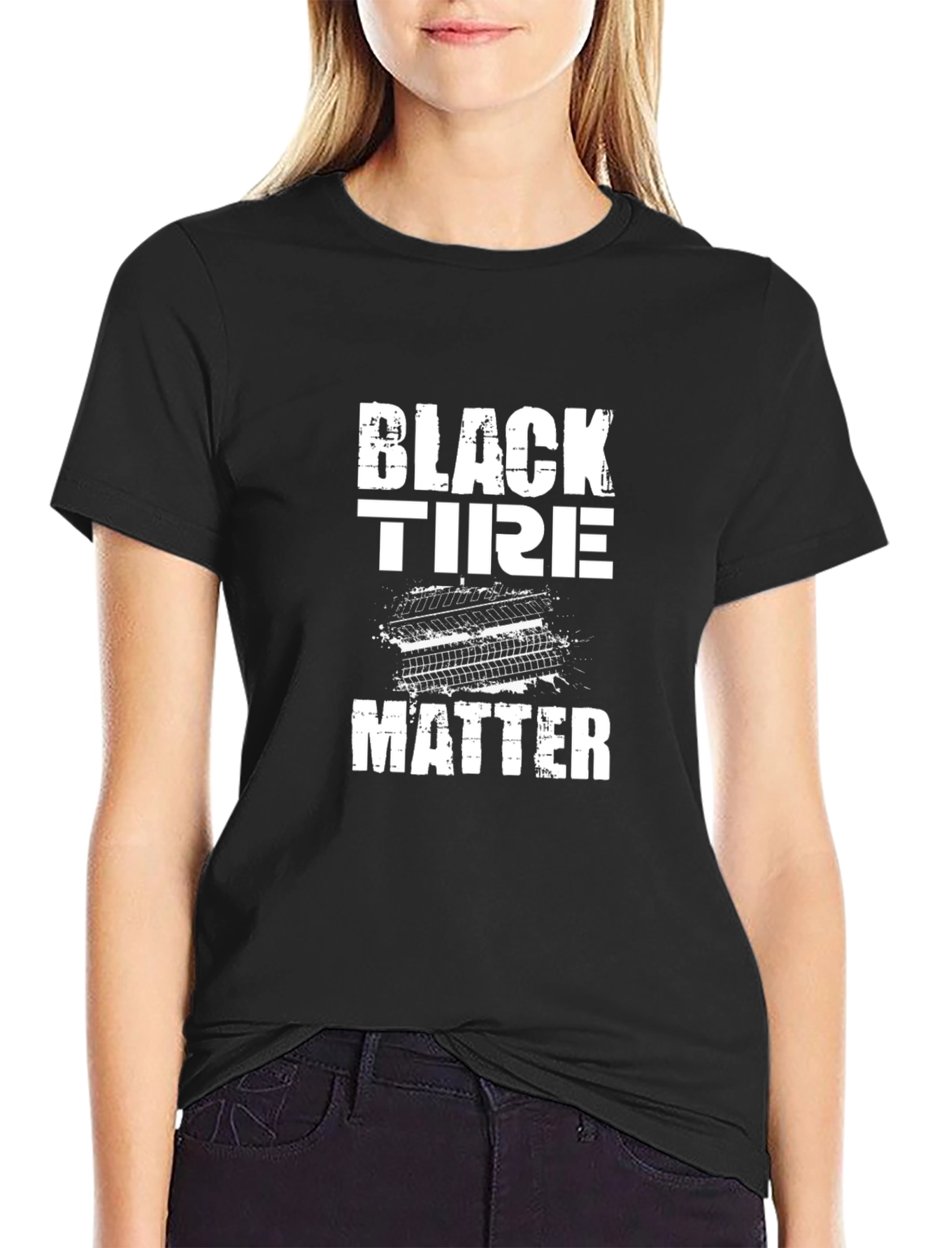 Black Tire Matter Graphic Tee - Mens Casual T-Shirt