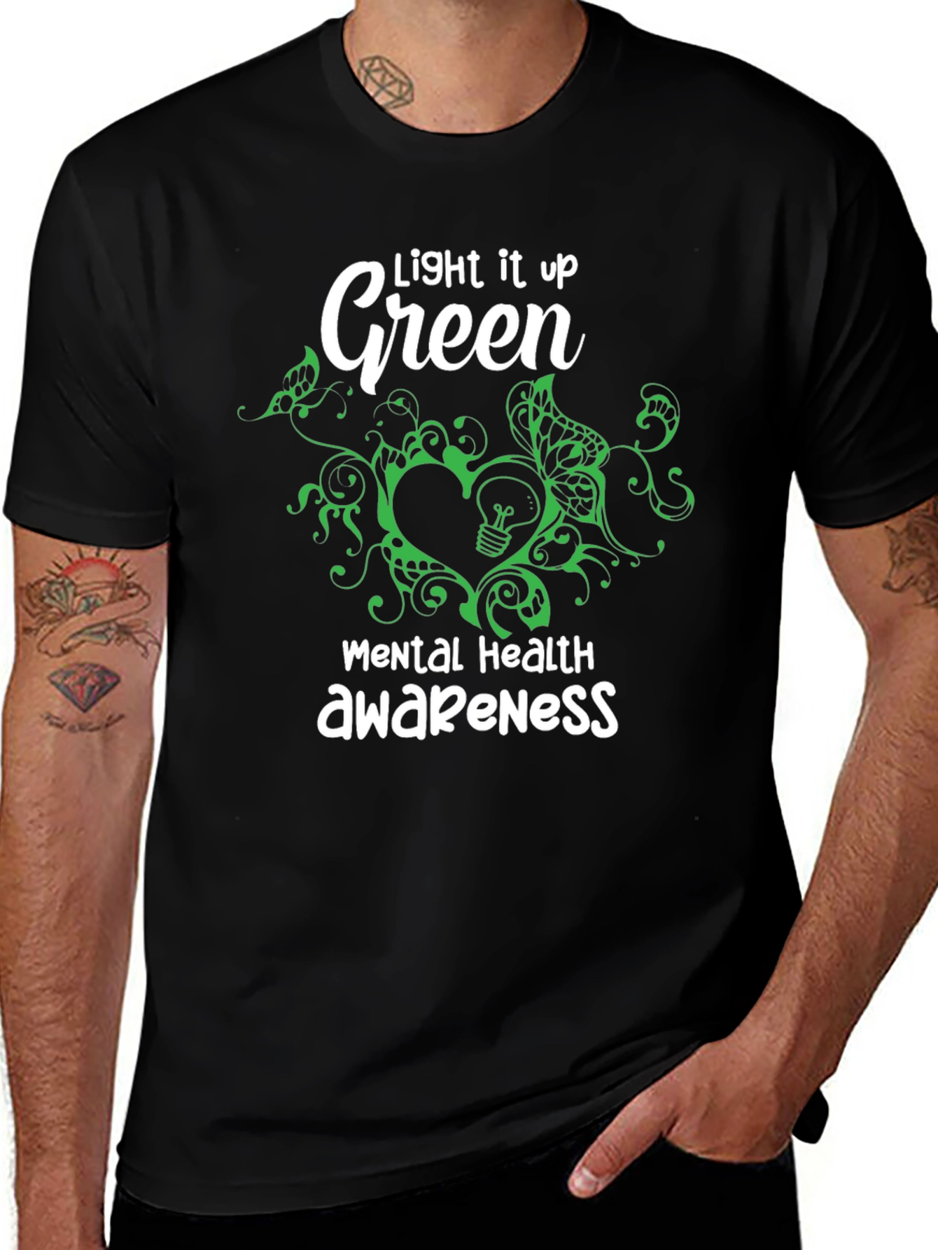 Light It Up Green Mental Health Awareness T-Shirt