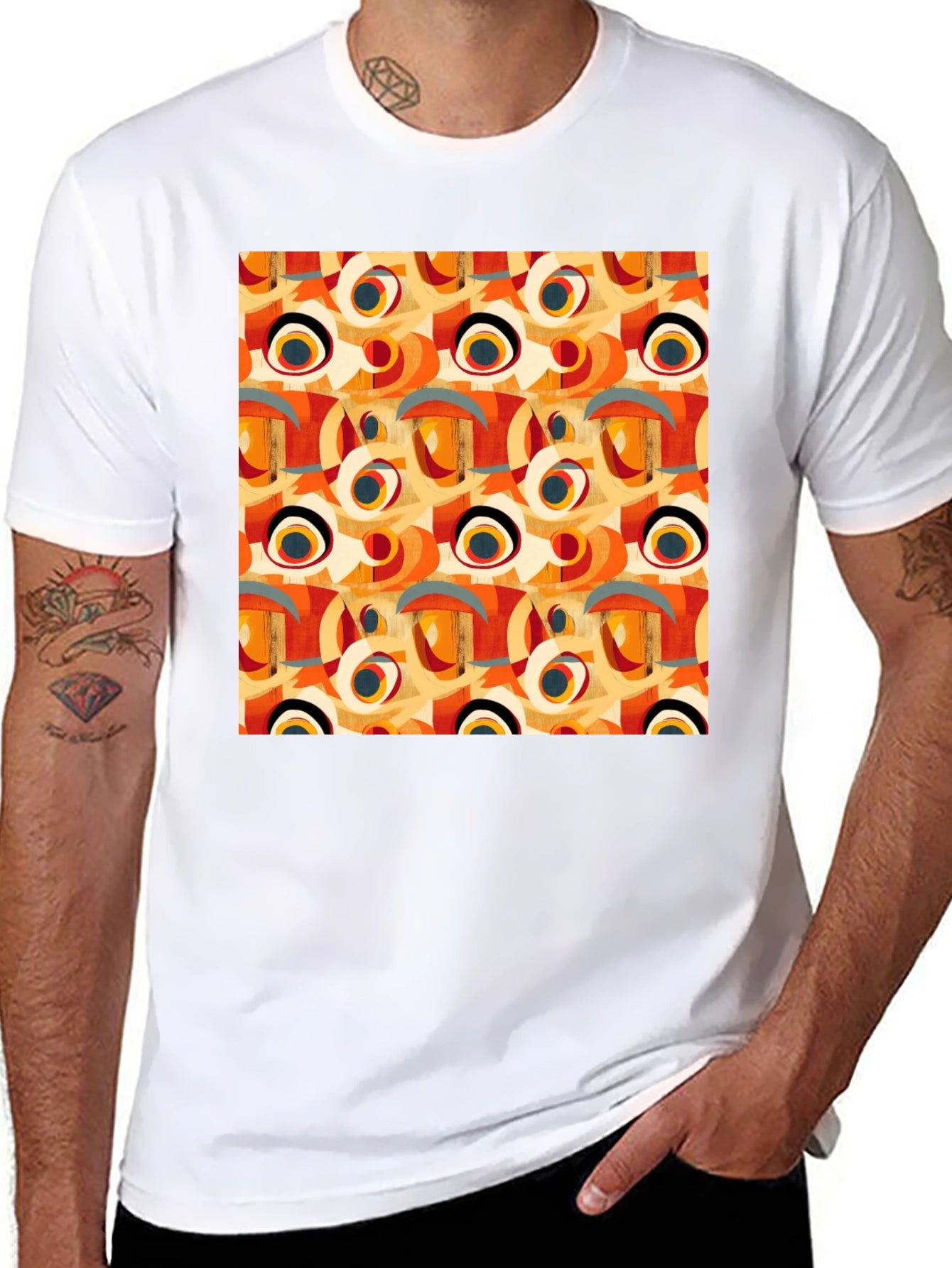 Abstract Pattern Crew Neck T-Shirt