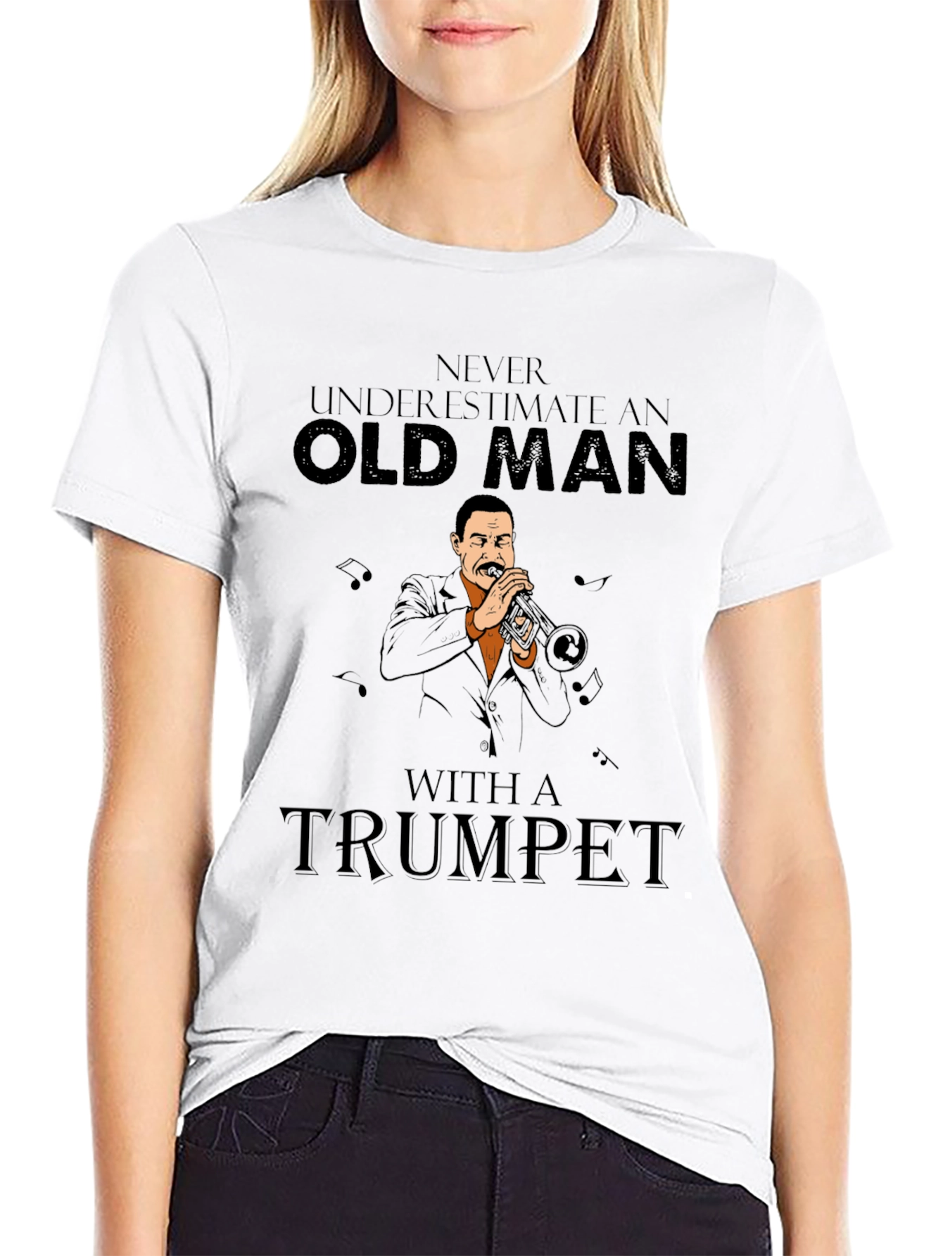 Old Man Trumpet Player Graphic T-Shirt