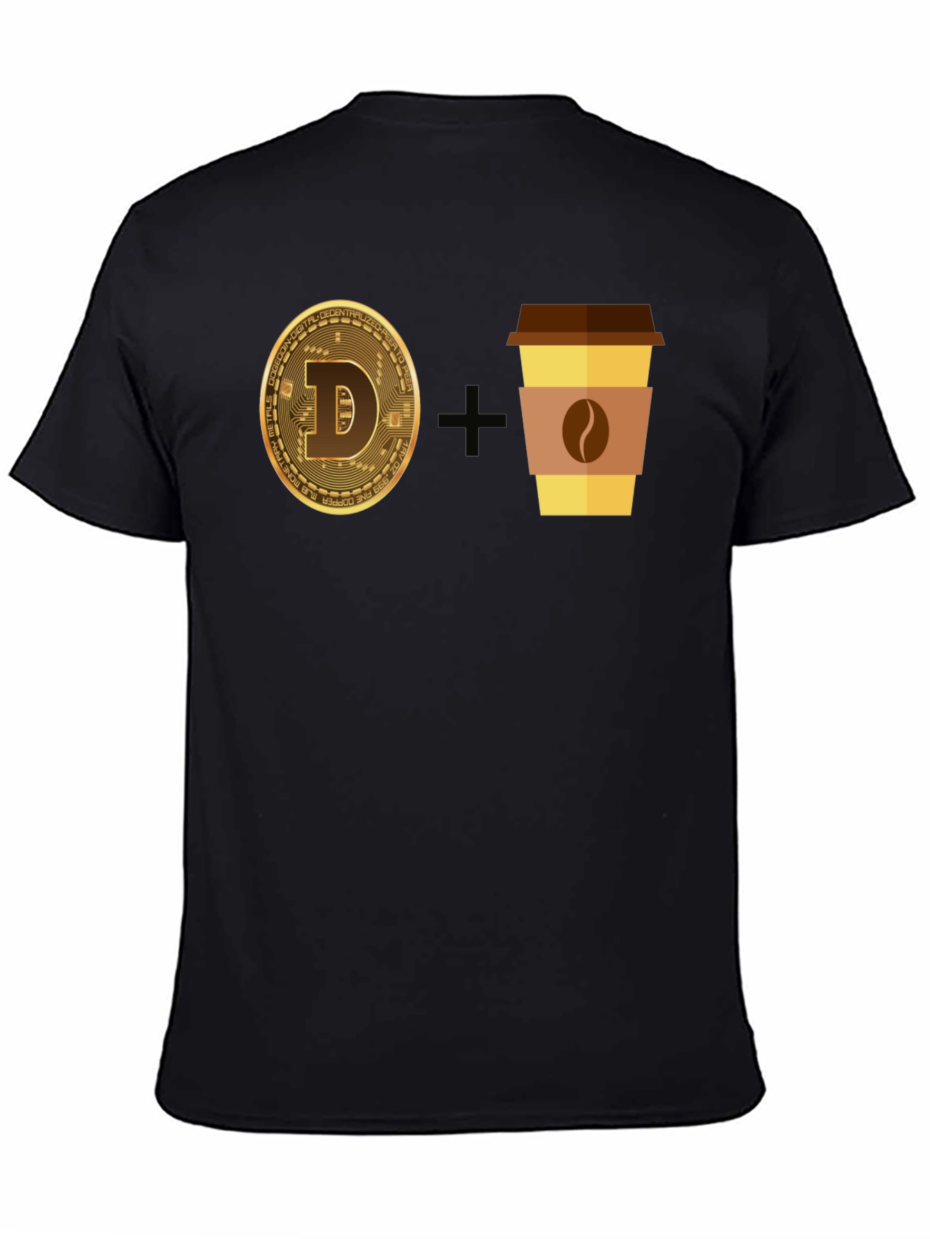 Dogecoin and Coffee Black T-Shirt