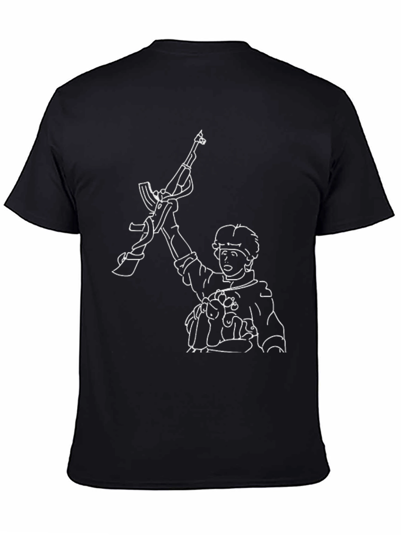 Cartoon Soldier AK-47 Black T-Shirt