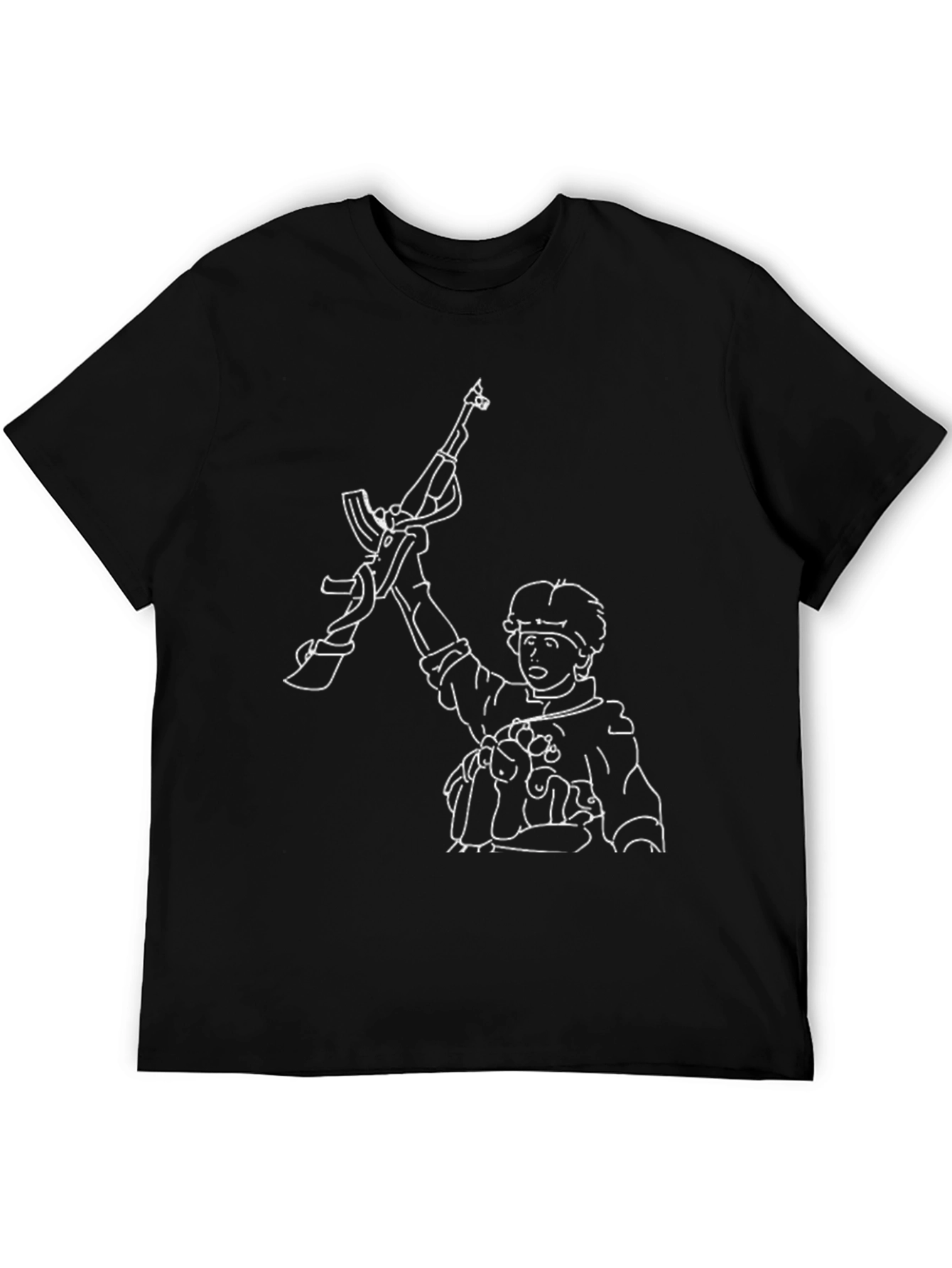 Cartoon Soldier AK-47 Black T-Shirt