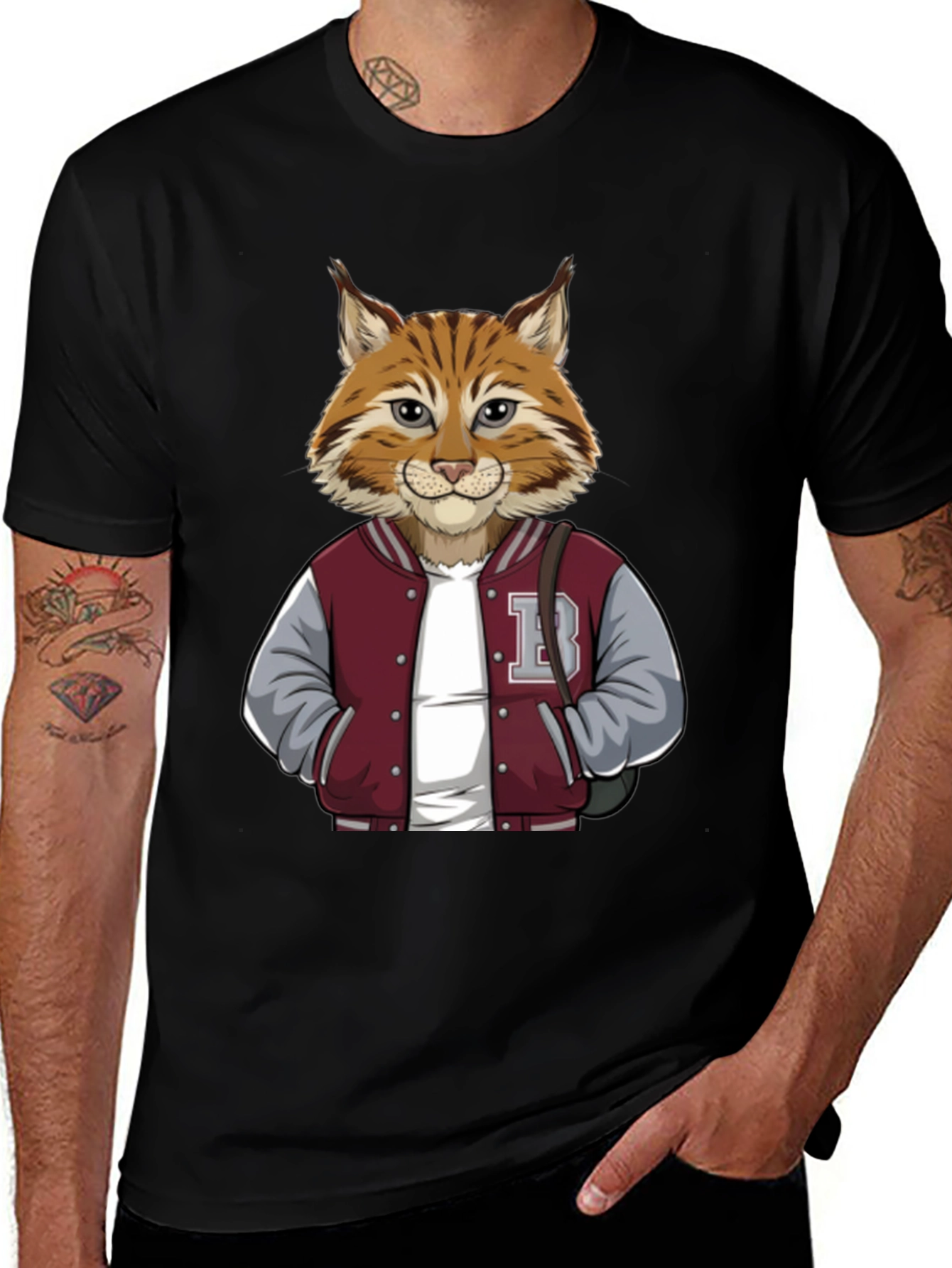 Bobcat in Varsity Jacket T-Shirt