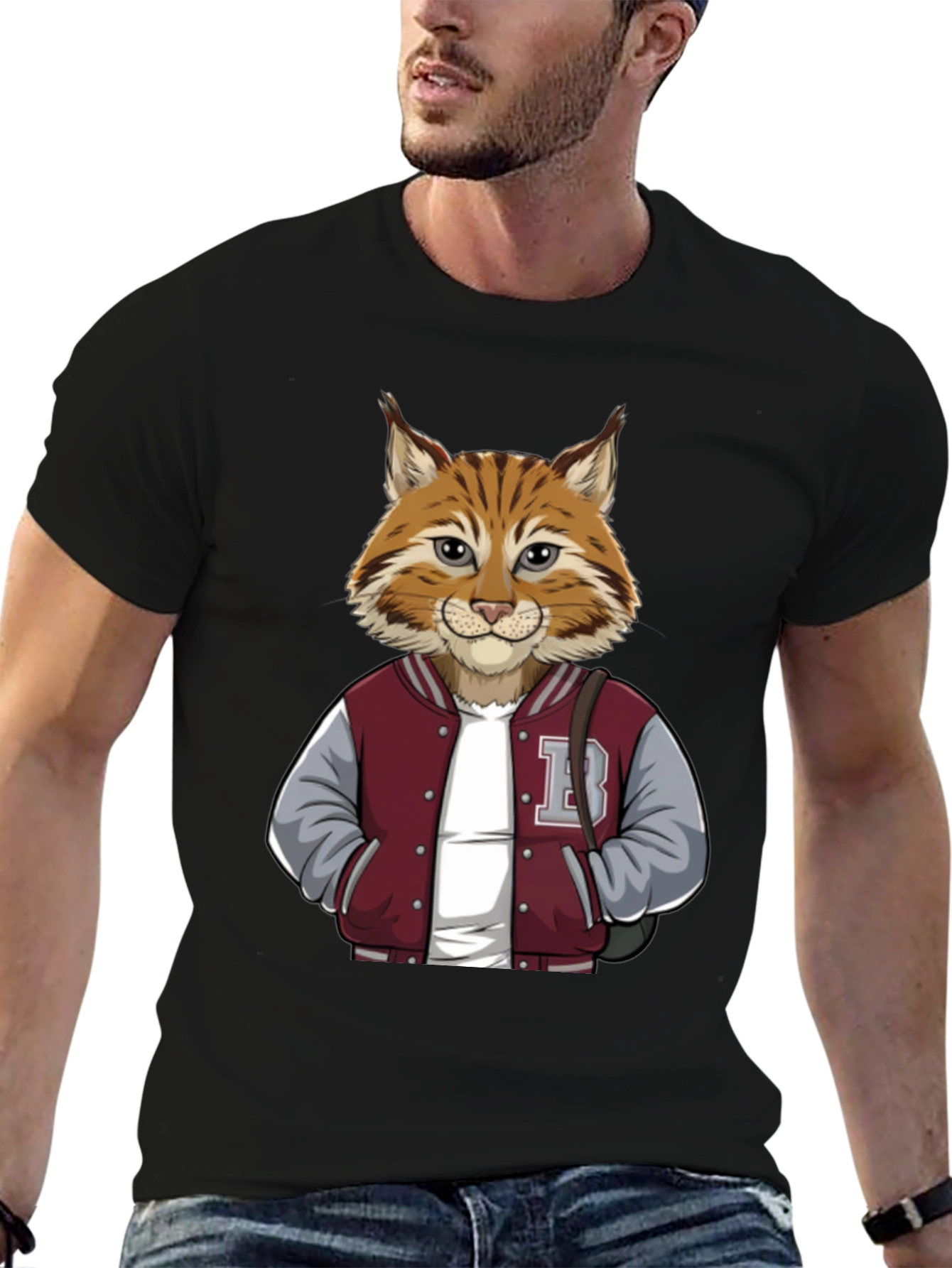 Bobcat in Varsity Jacket T-Shirt