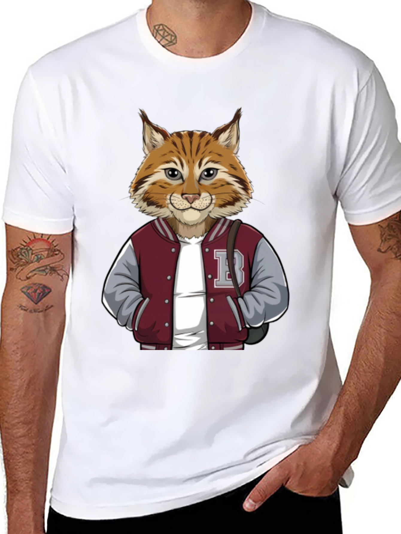 Bobcat in Varsity Jacket T-Shirt