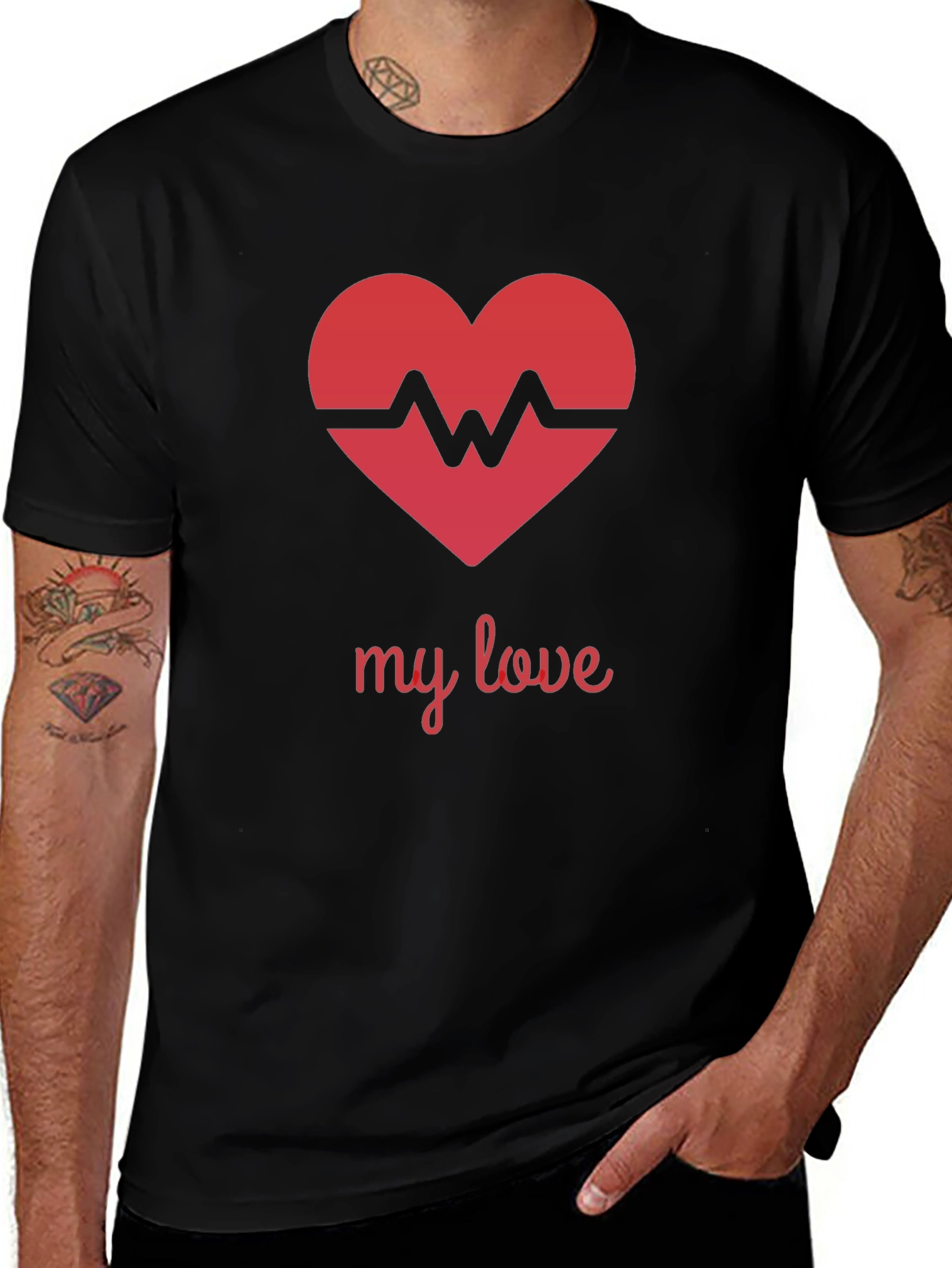 Heartbeat My Love Black T-Shirt