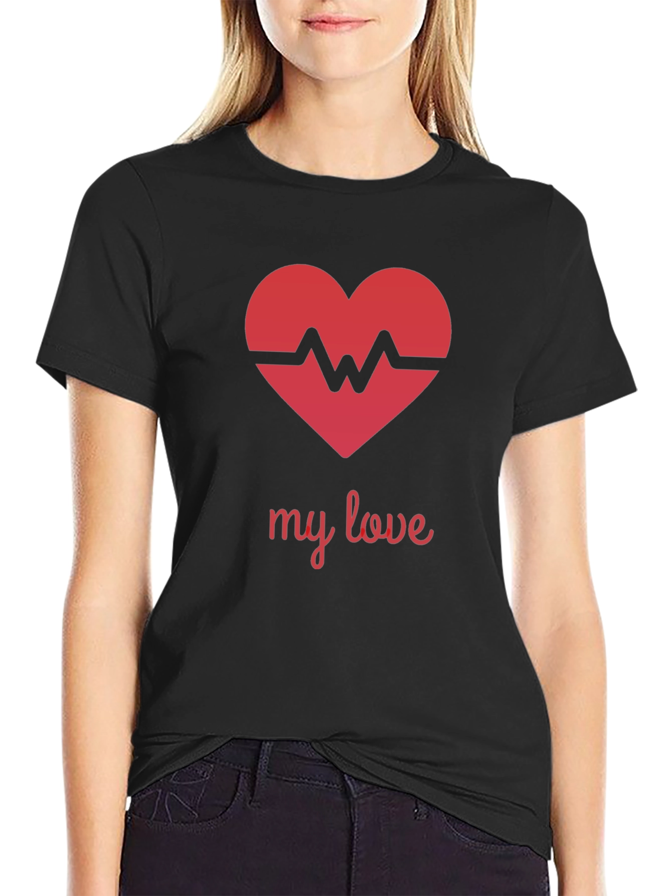 Heartbeat My Love Black T-Shirt