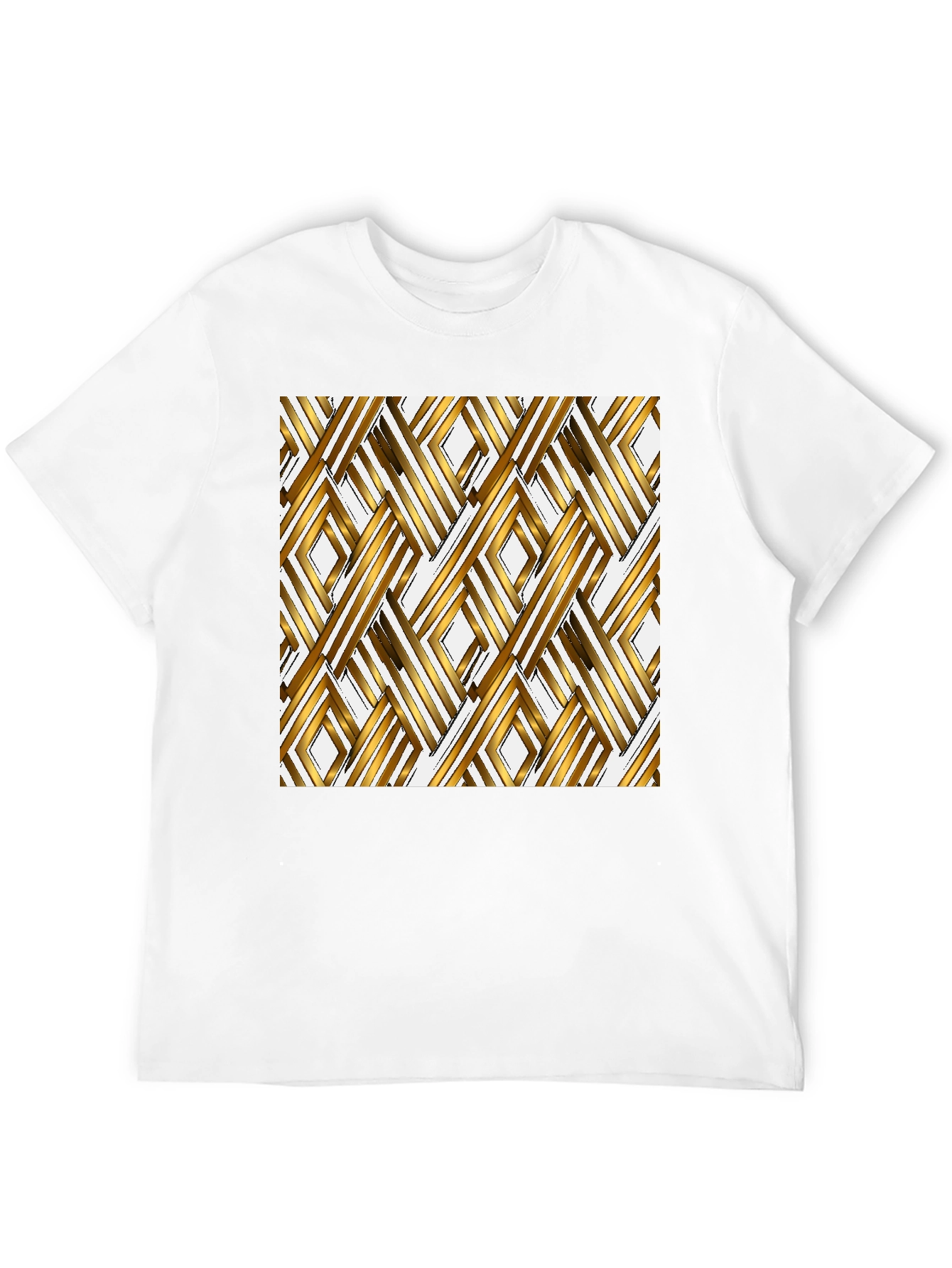 Geometric Gold Pattern Black T-Shirt