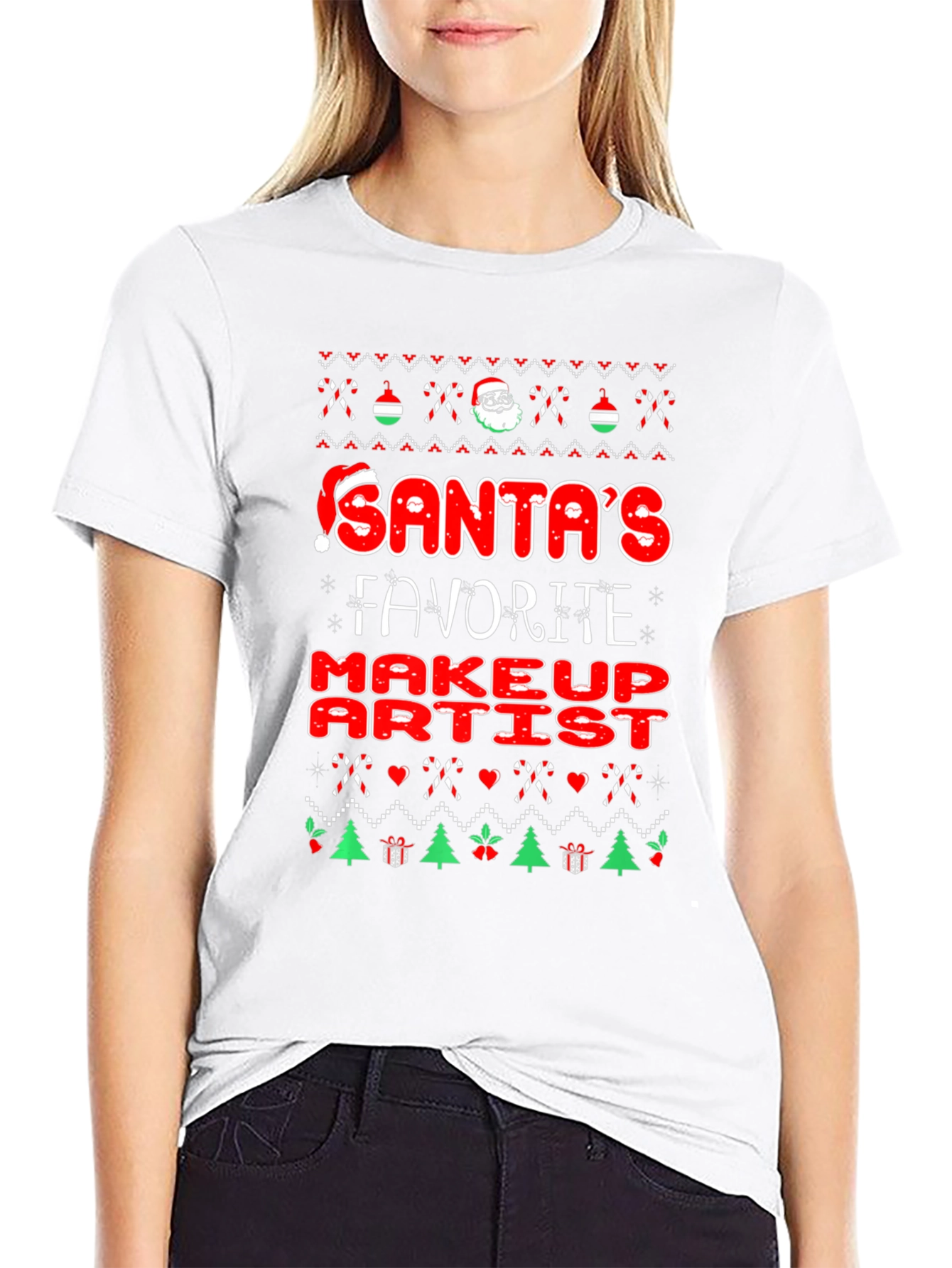 Santas Favorite Makeup Artist Christmas Graphic Tee