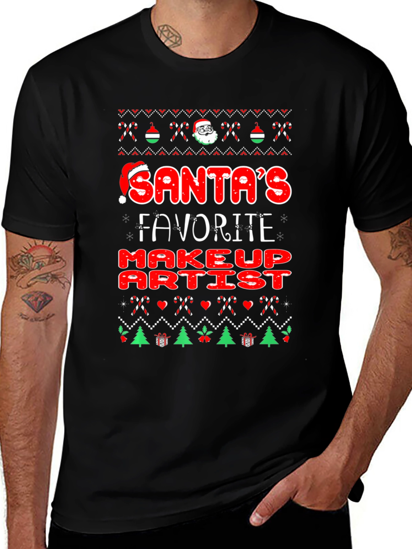 Santas Favorite Makeup Artist Christmas Graphic Tee
