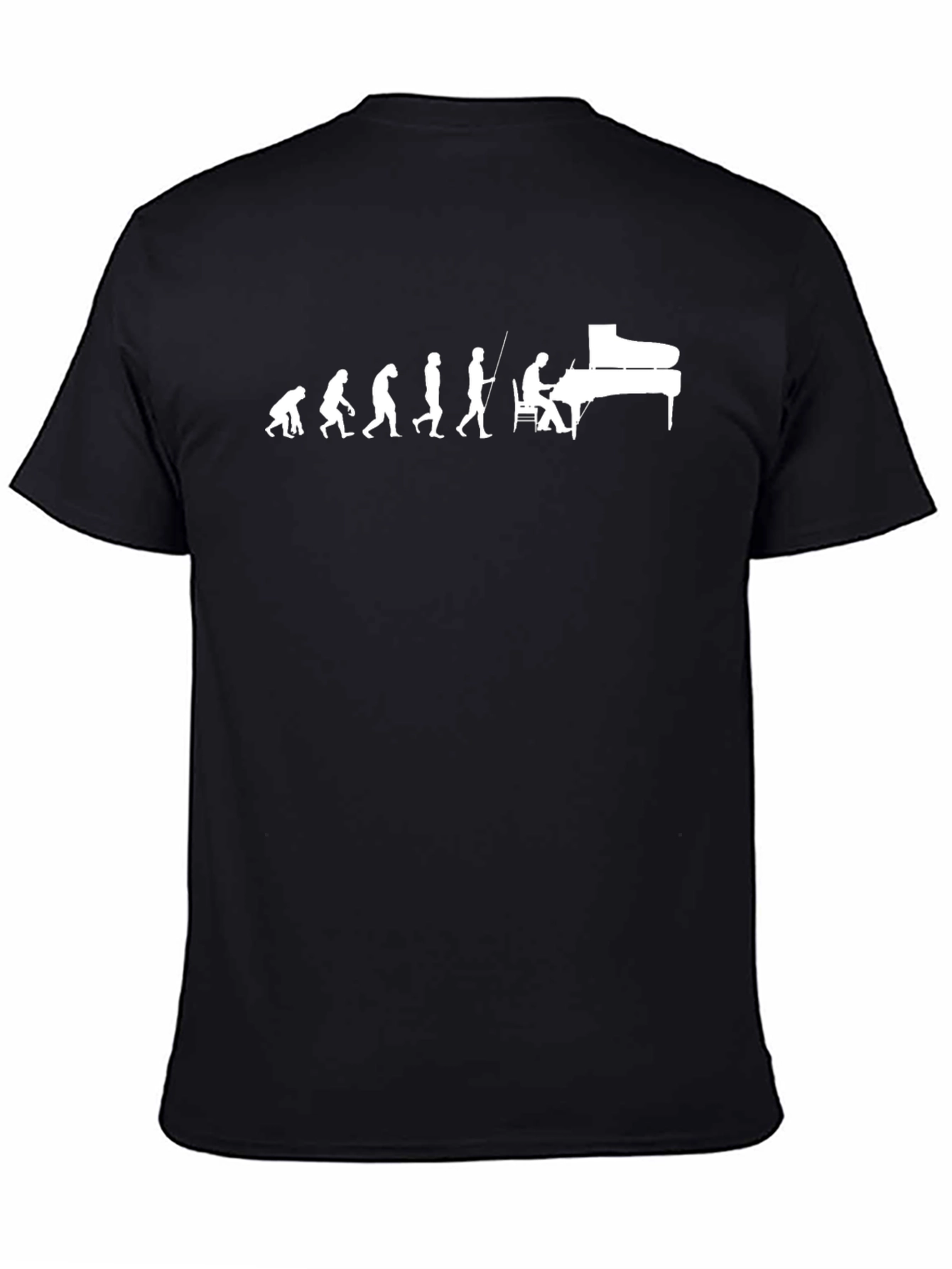 Evolution of Piano Player Black T-Shirt