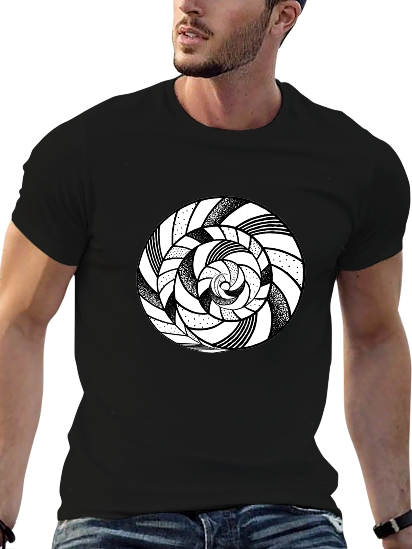 Abstract Circle Graphic Tee - Mens Black T-Shirt