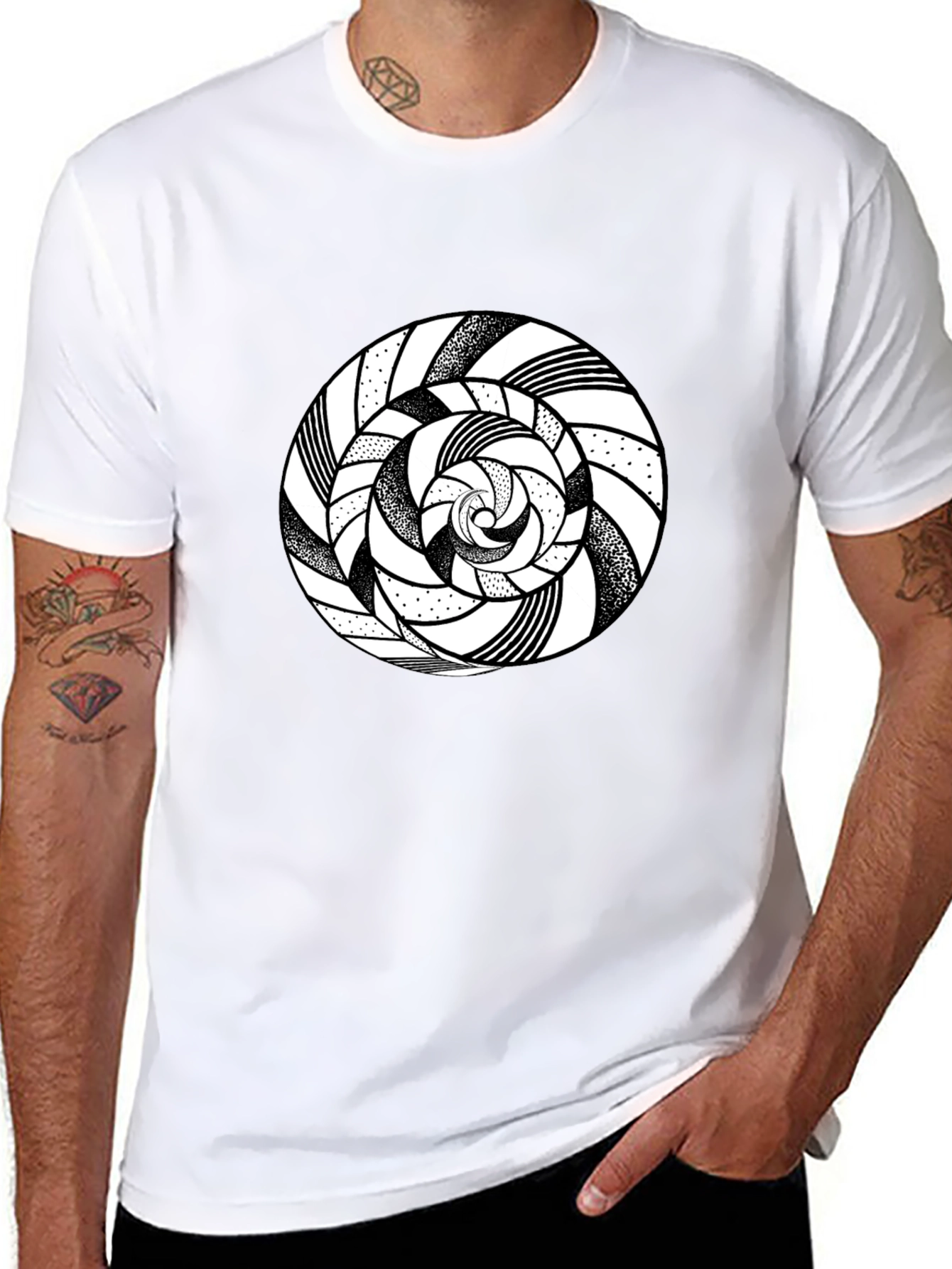 Abstract Circle Graphic Tee - Mens Black T-Shirt