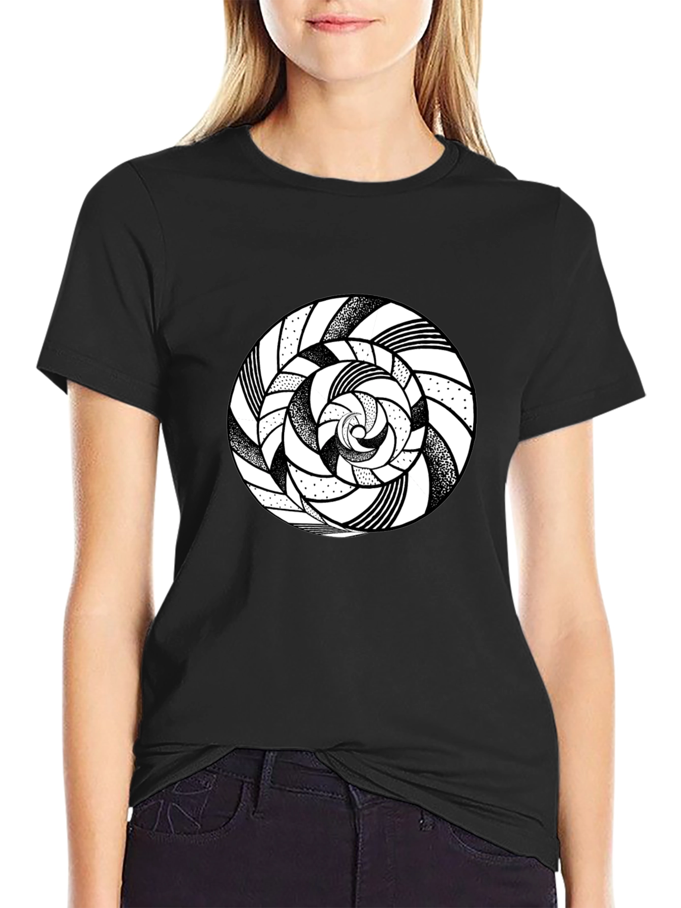 Abstract Circle Graphic Tee - Mens Black T-Shirt