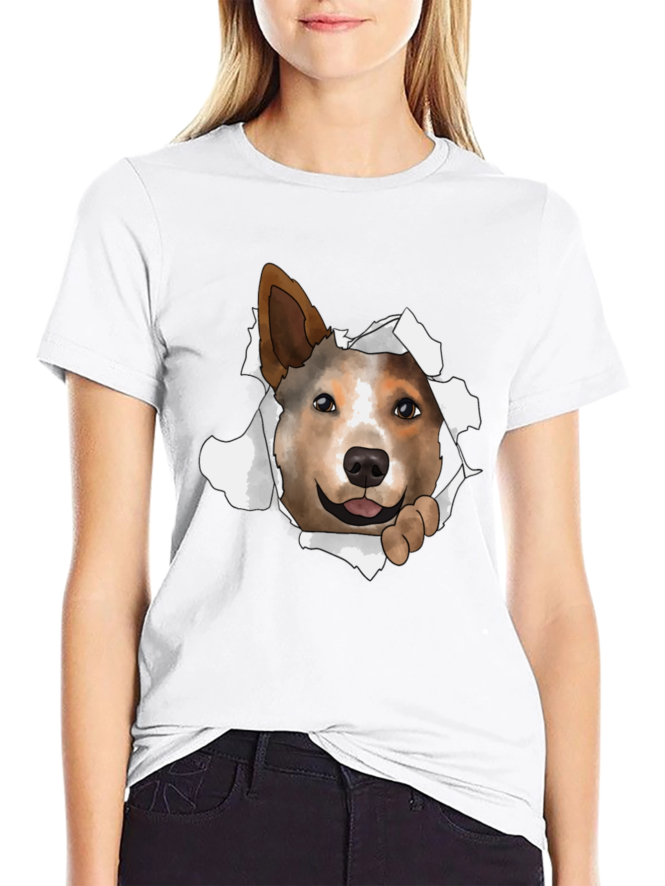 Dog Peeking Through T-Shirt