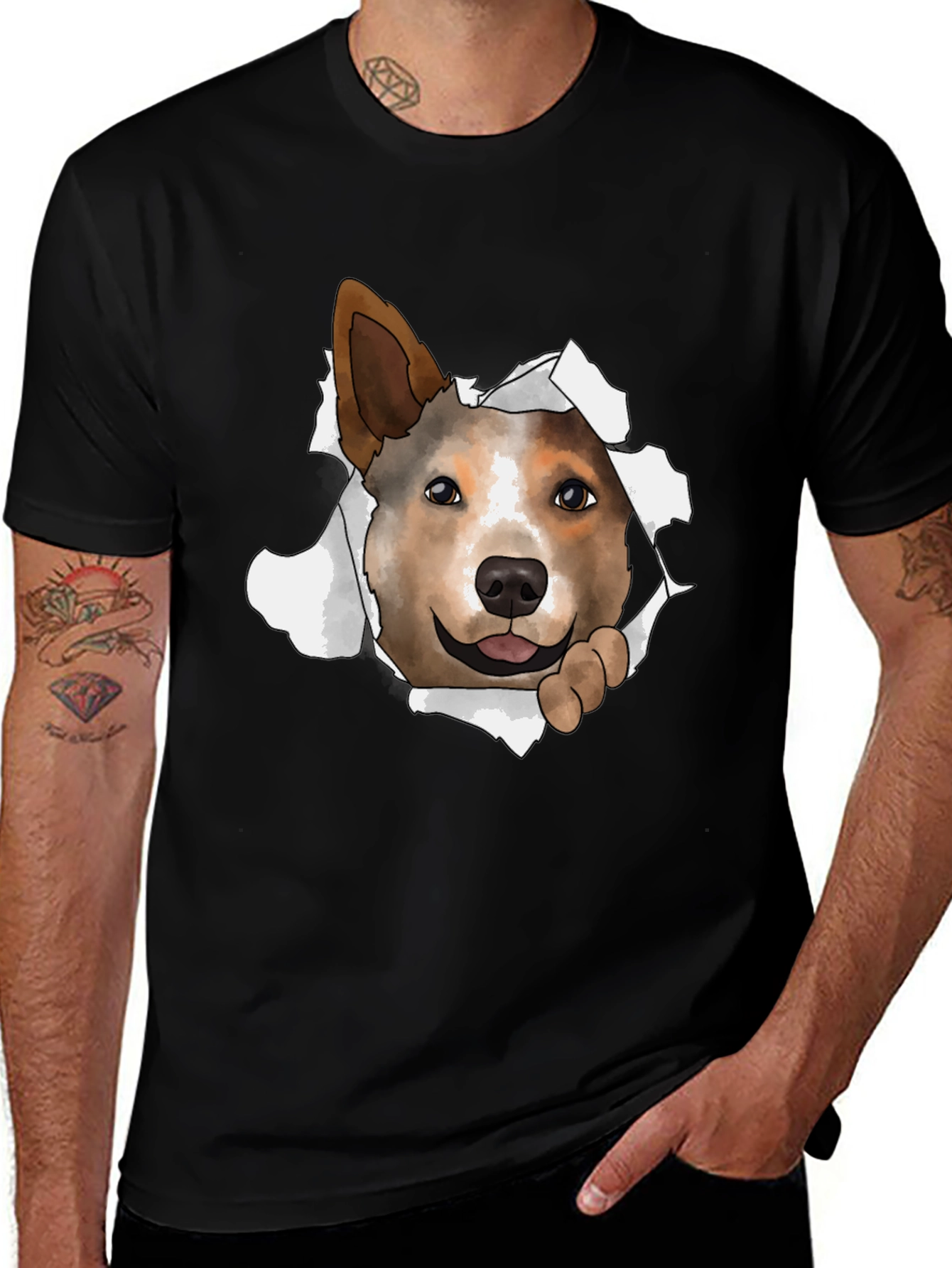 Dog Peeking Through T-Shirt