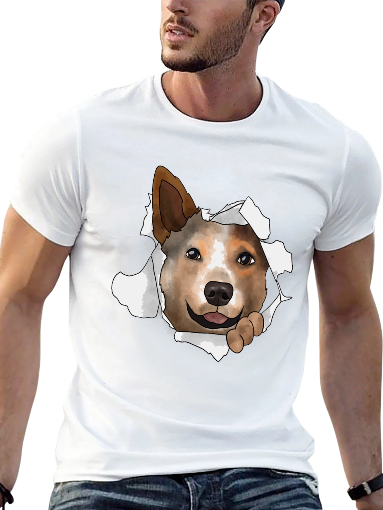 Dog Peeking Through T-Shirt