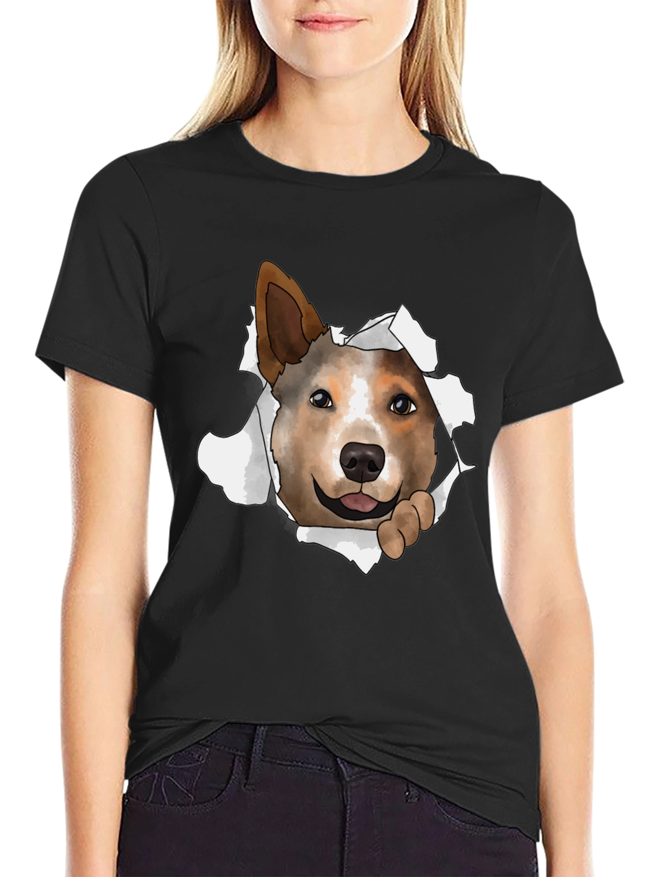 Dog Peeking Through T-Shirt