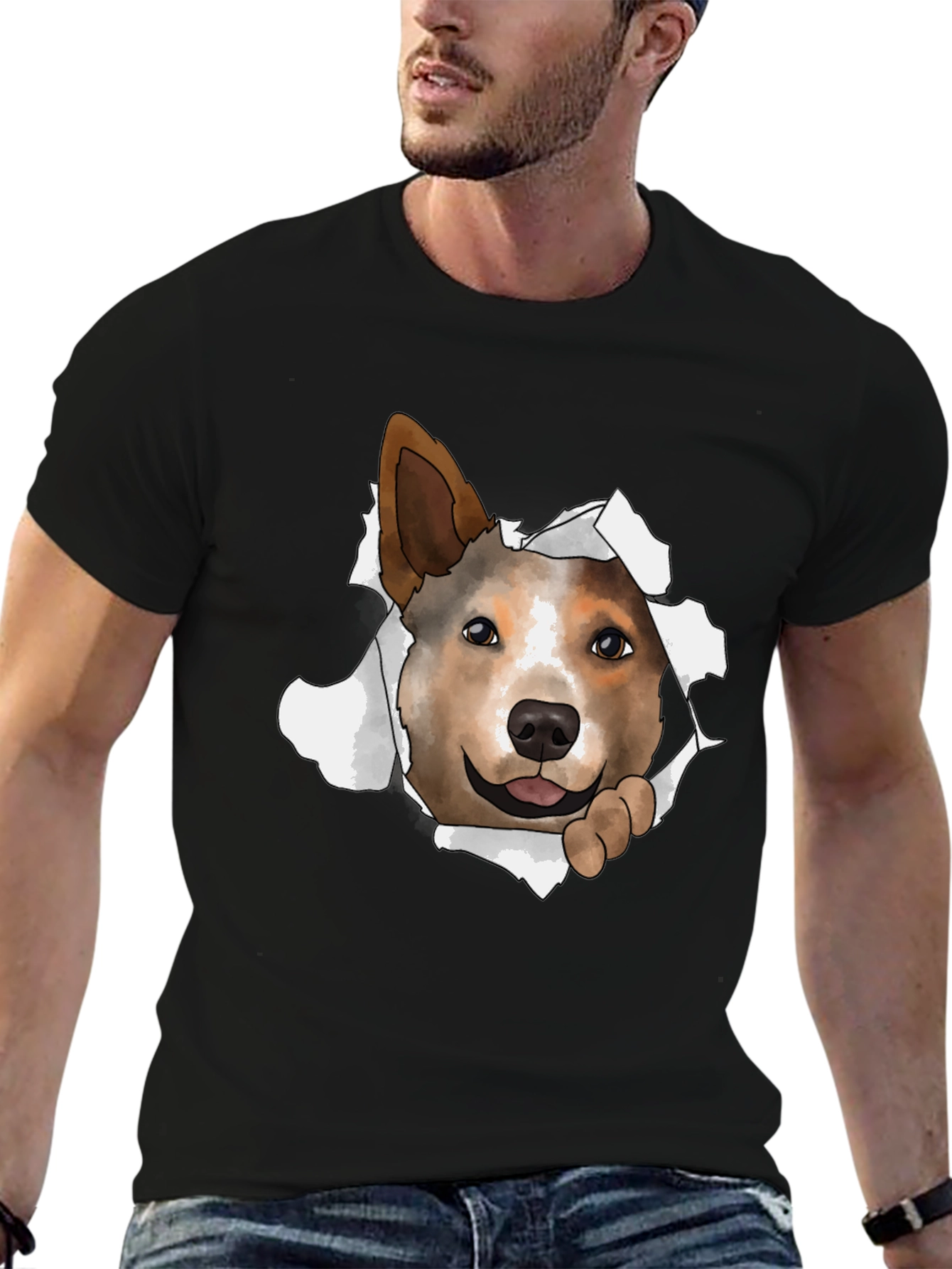 Dog Peeking Through T-Shirt