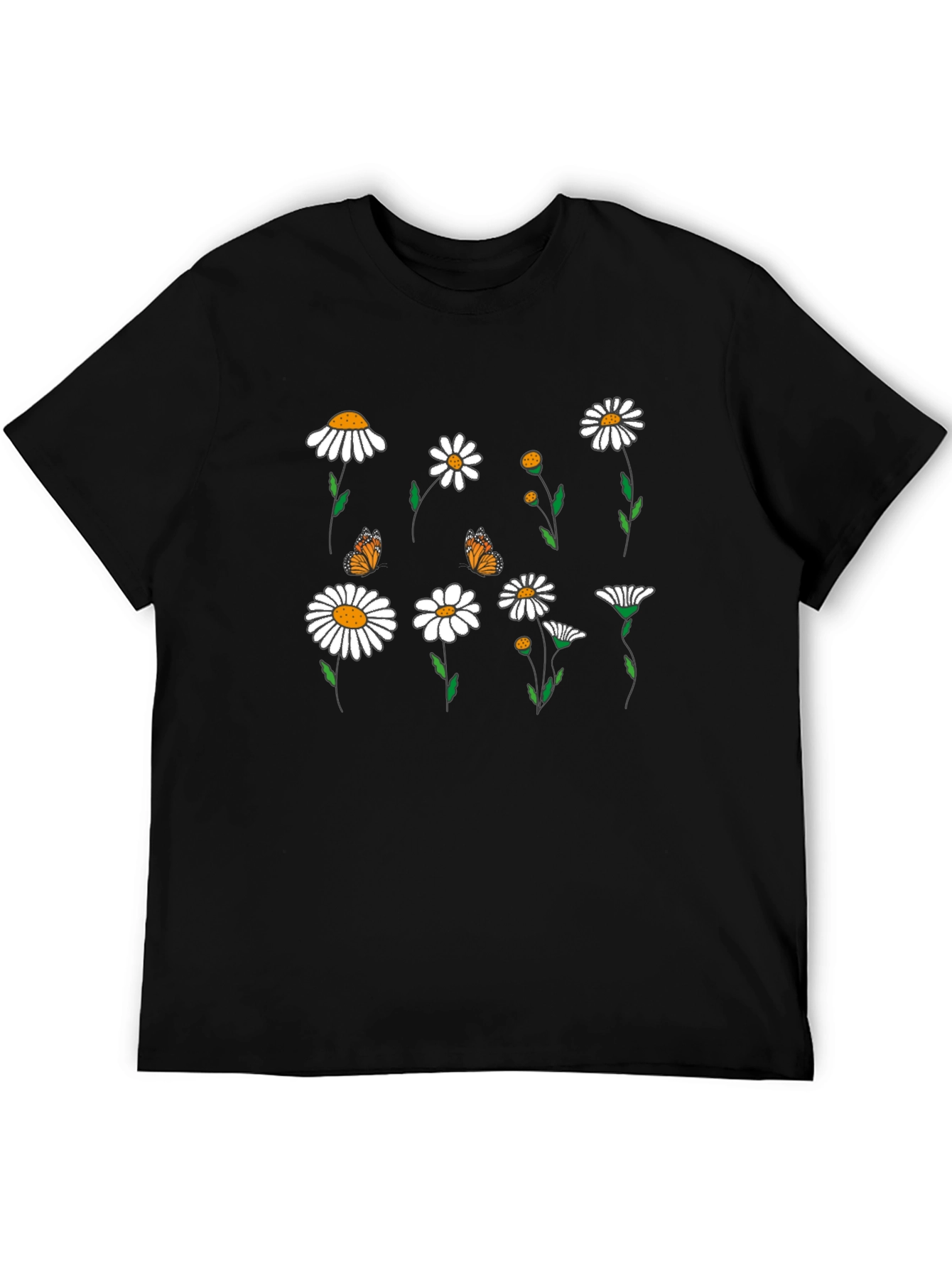 Floral Butterfly Graphic Tee - Black Casual T-Shirt