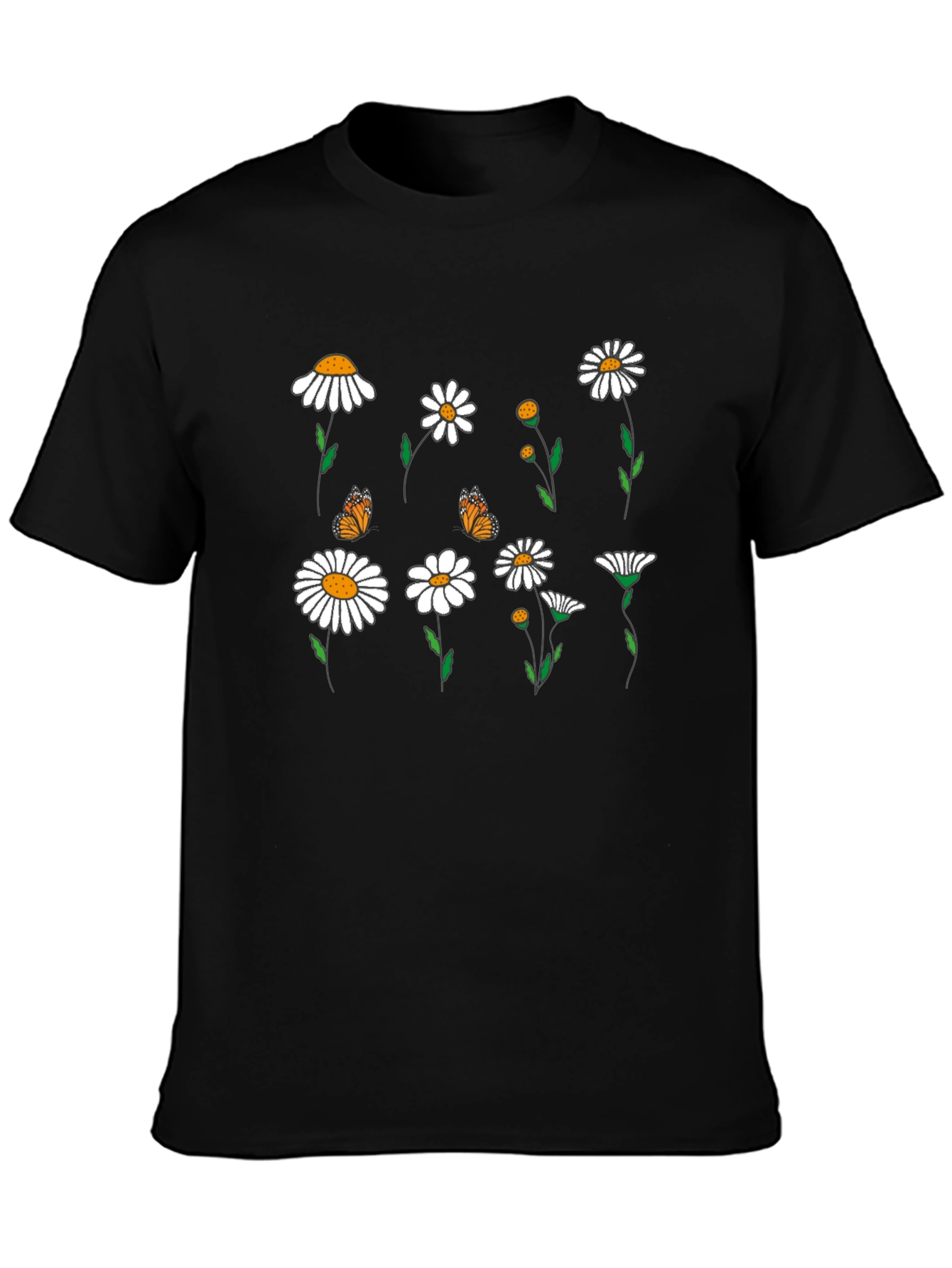 Floral Butterfly Graphic Tee - Black Casual T-Shirt