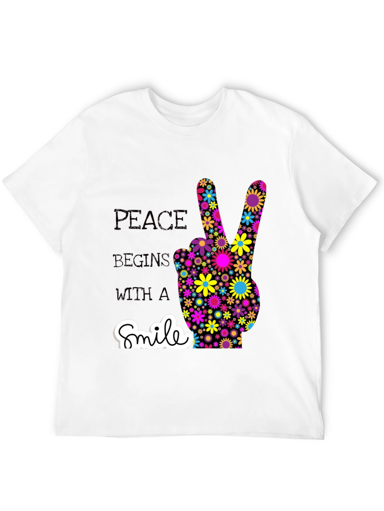Peace Begins With a Smile Graphic T-Shirt