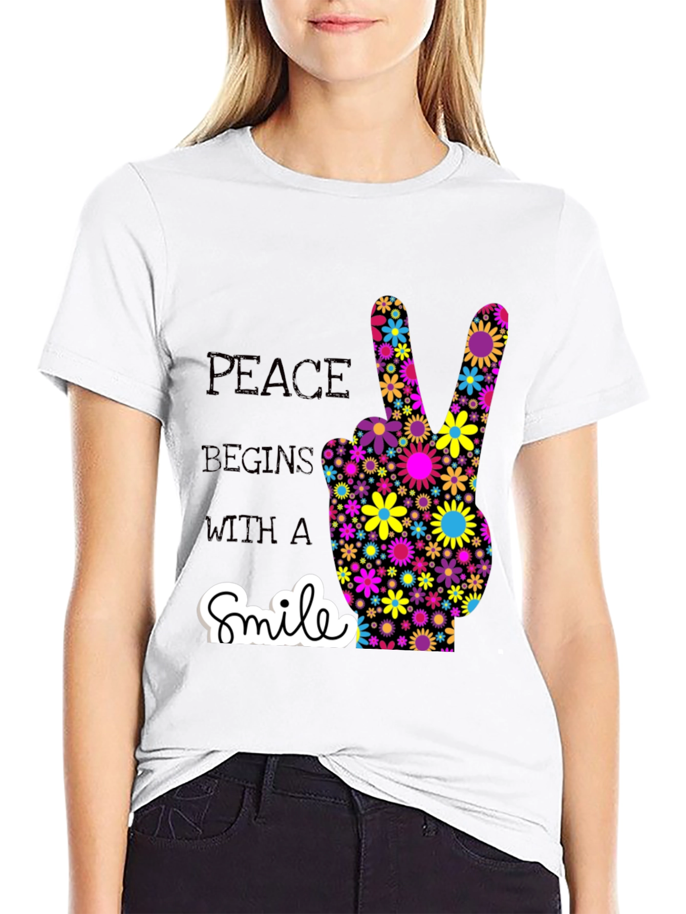 Peace Begins With a Smile Graphic T-Shirt