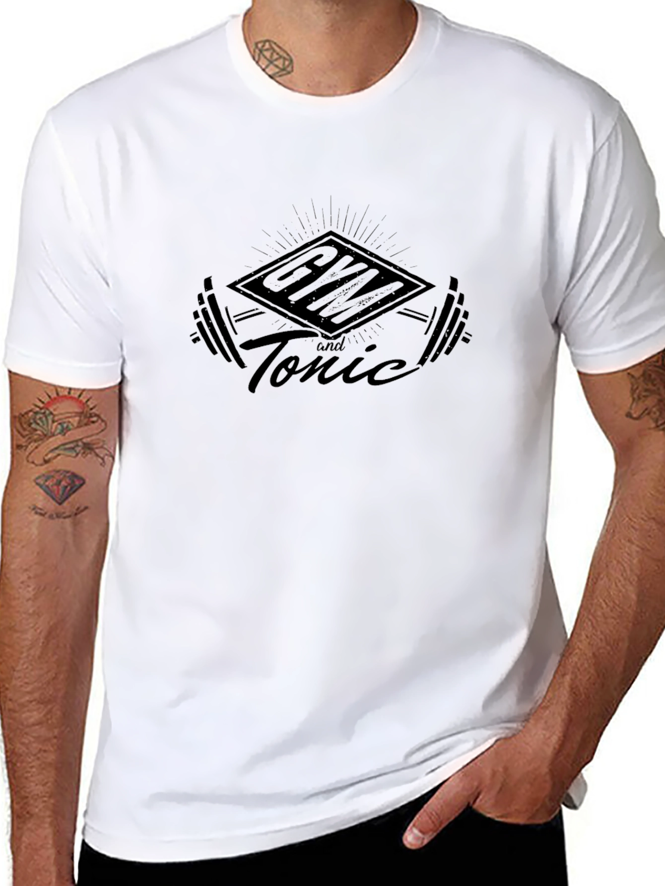 Gym and Tonic Black T-Shirt - Fitness & Cocktails