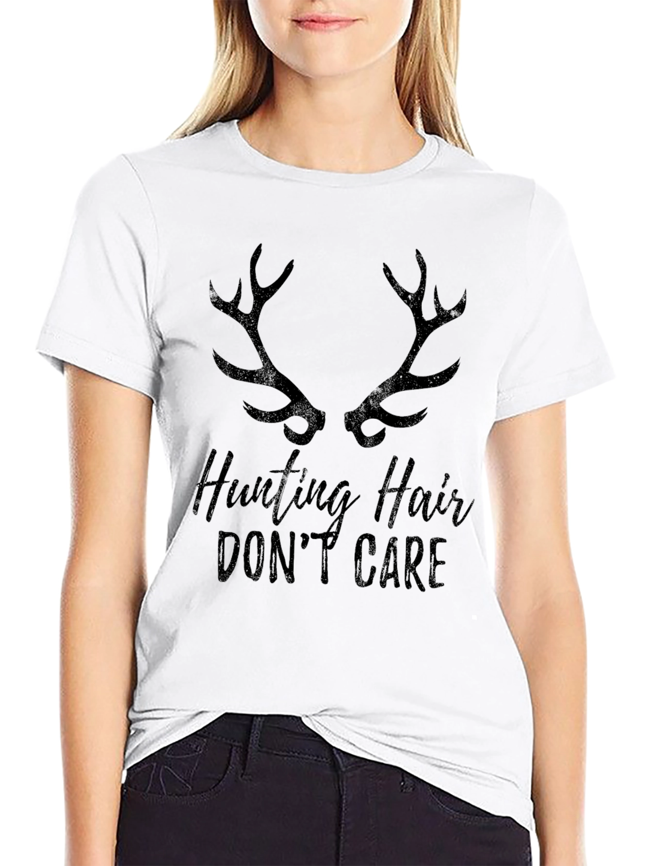 Hunting Hair Dont Care Black Graphic Tee