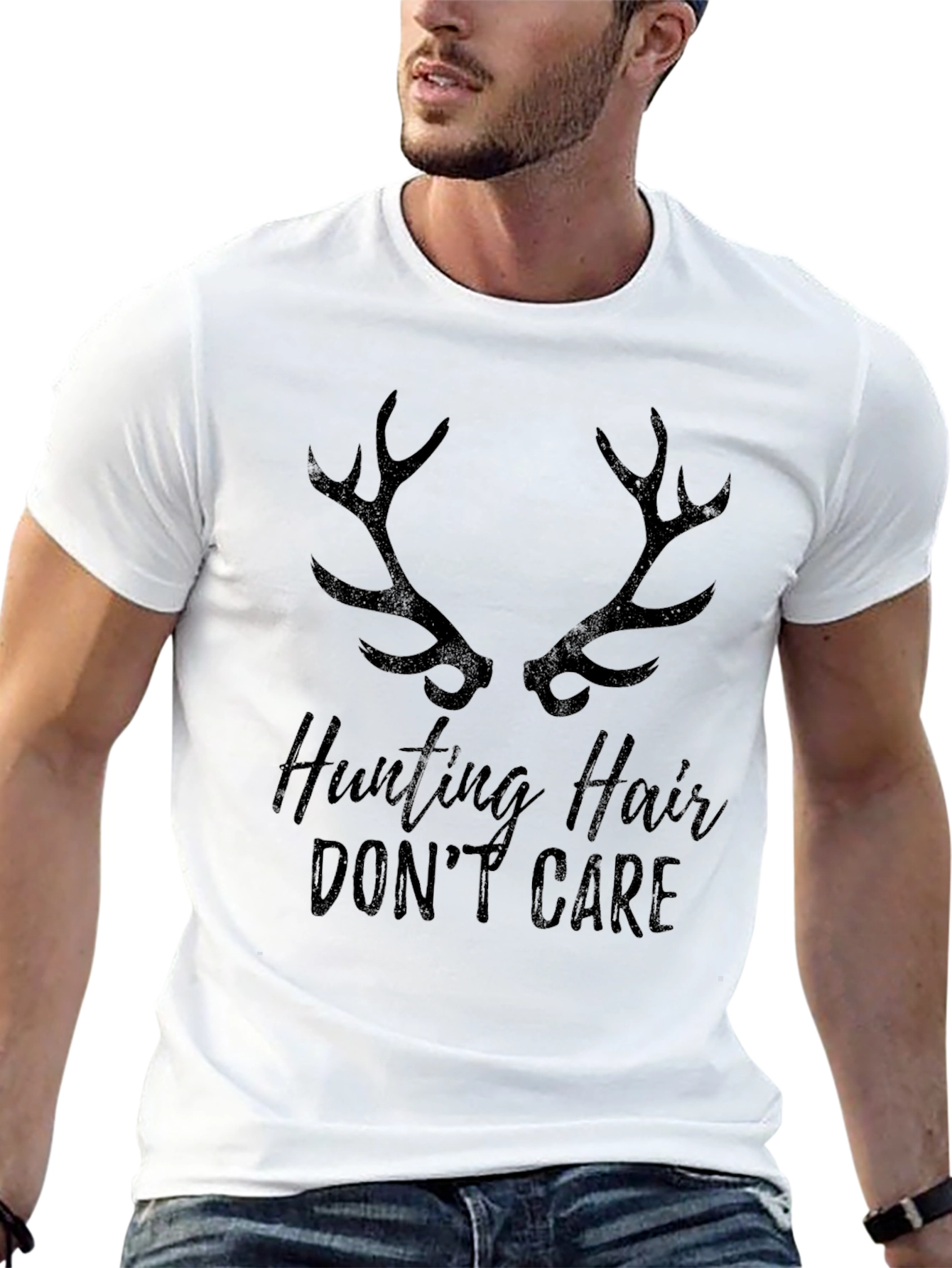 Hunting Hair Dont Care Black Graphic Tee