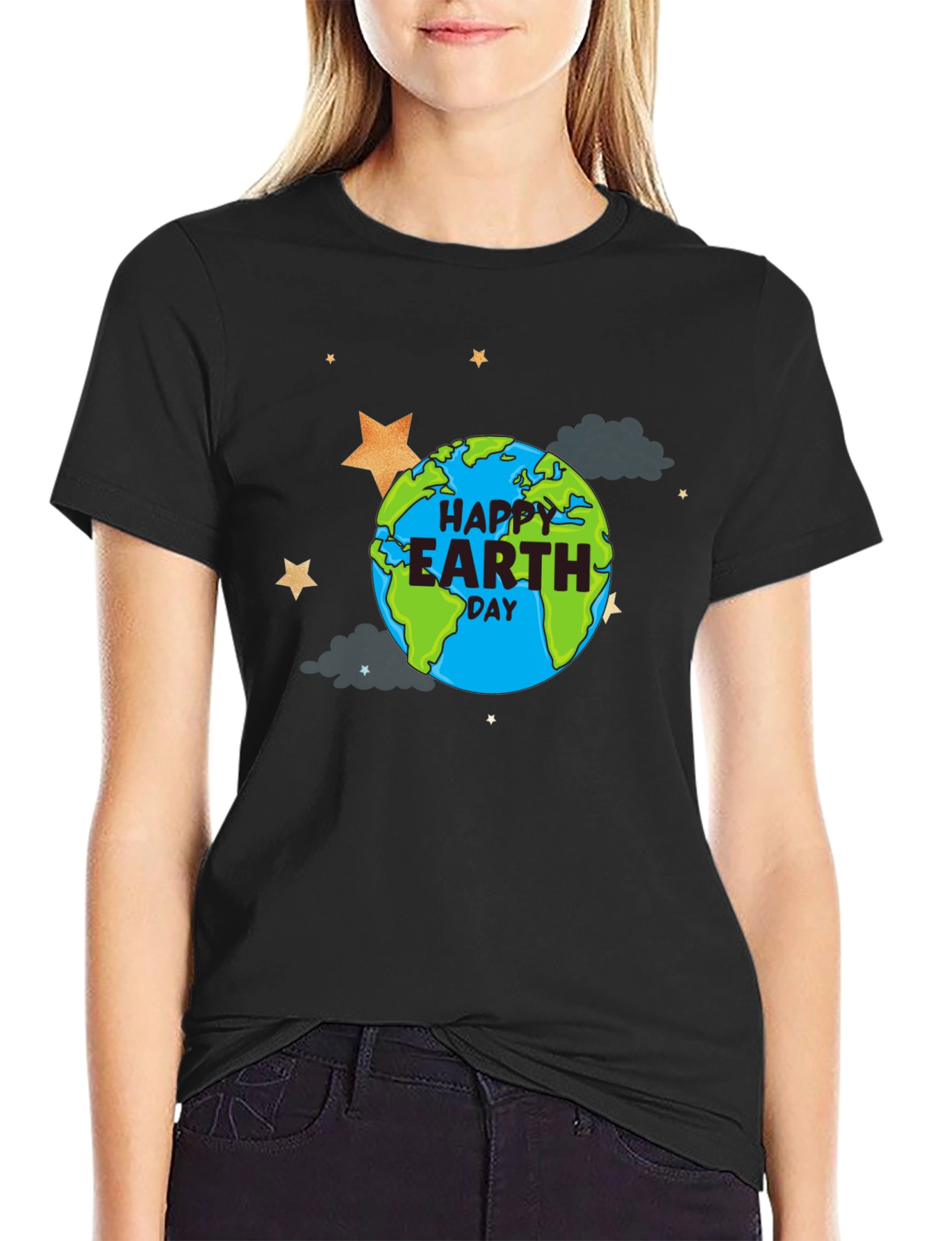 Happy Earth Day Graphic T-Shirt - Black