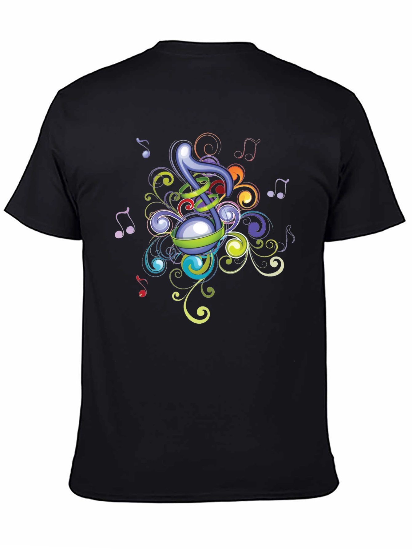 Musical Note Graphic Black T-Shirt
