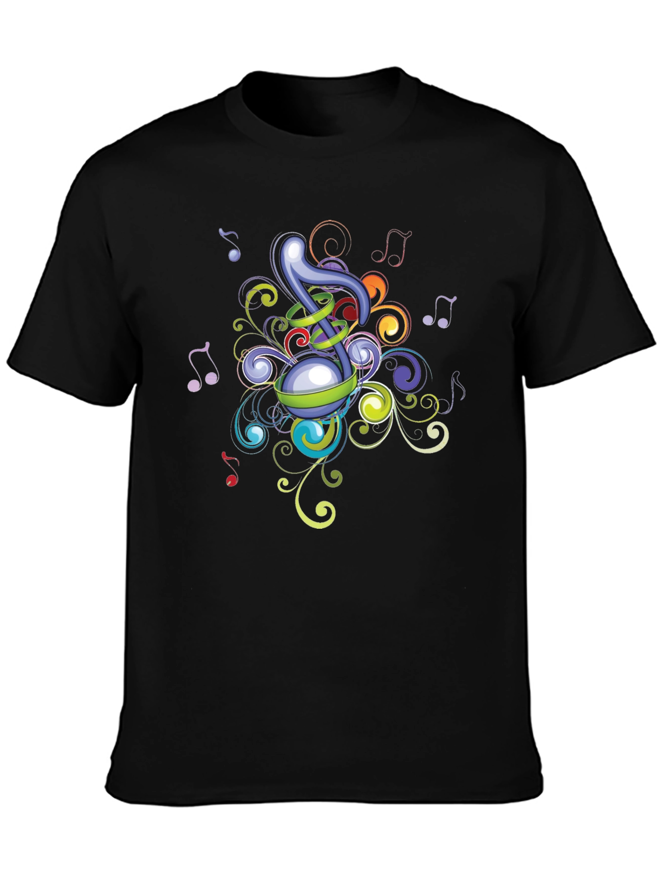 Musical Note Graphic Black T-Shirt