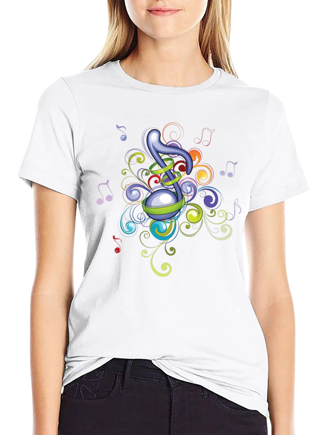 Musical Note Graphic Black T-Shirt