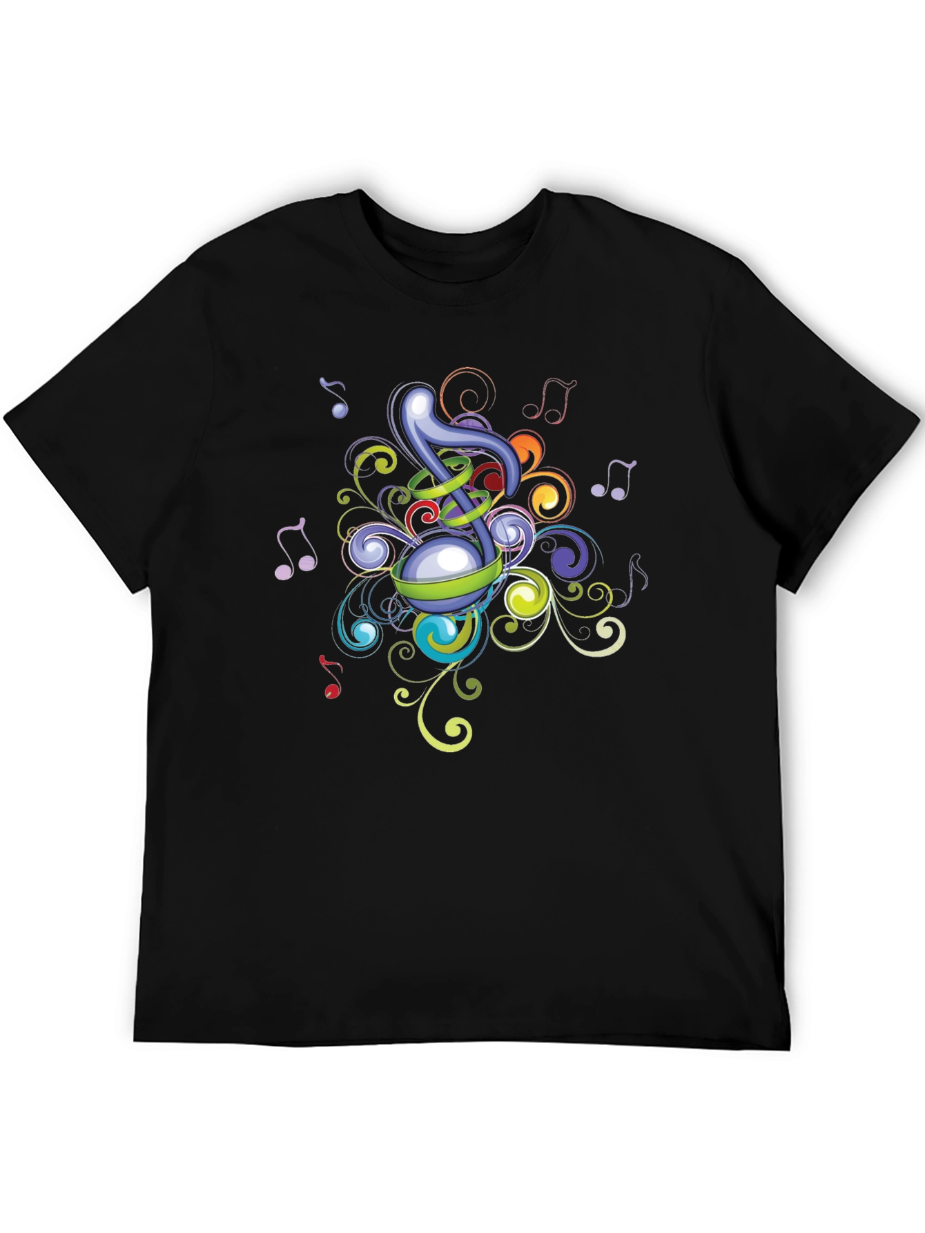 Musical Note Graphic Black T-Shirt