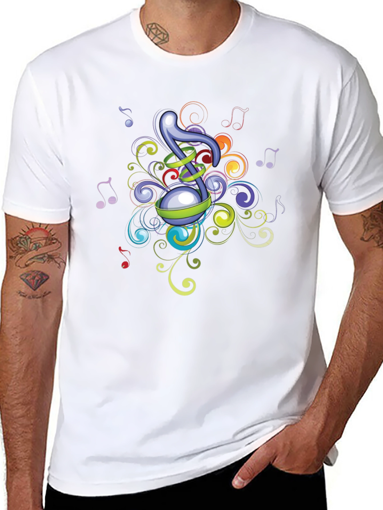 Musical Note Graphic Black T-Shirt
