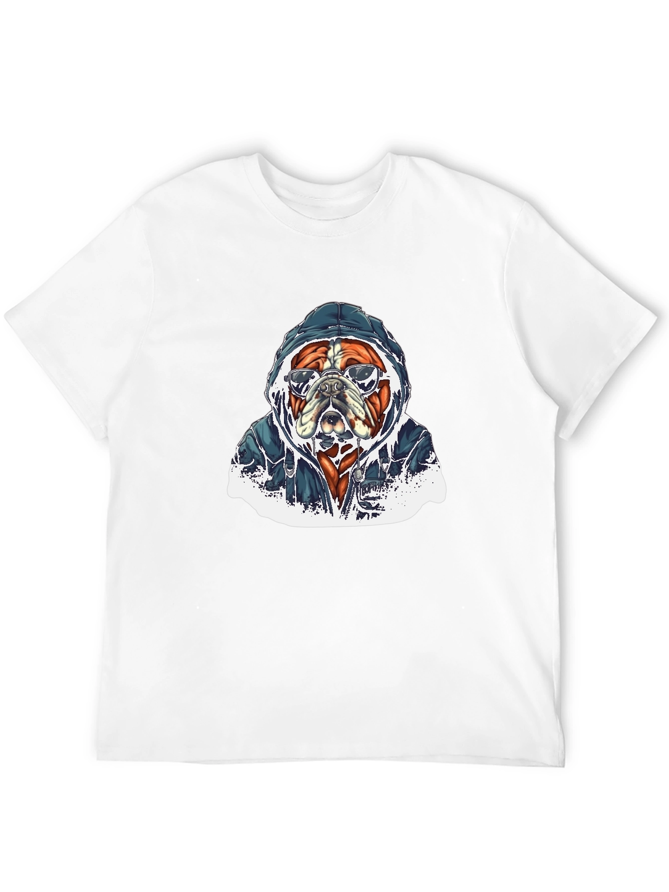 Cool Bulldog in Hoodie Graphic T-Shirt