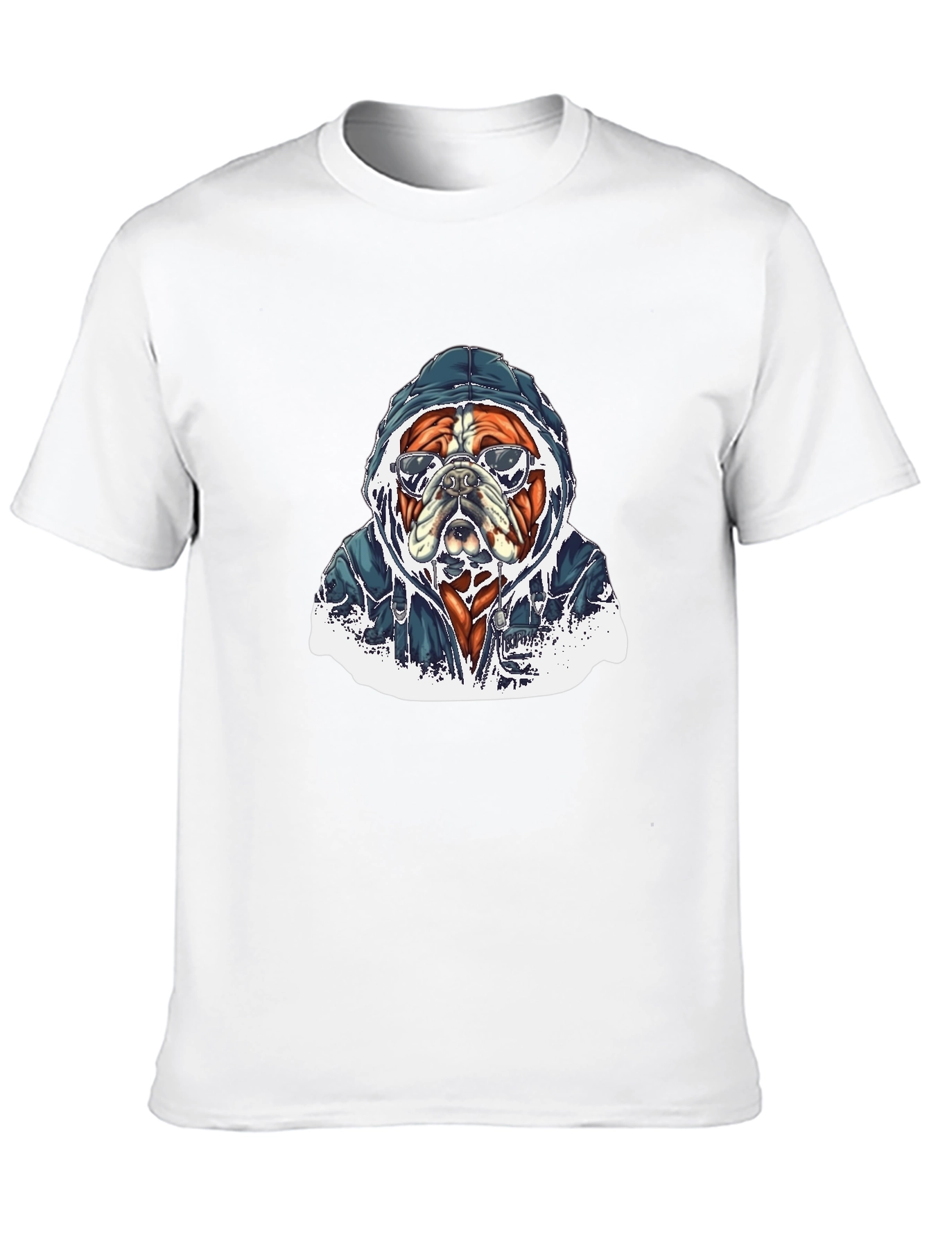 Cool Bulldog in Hoodie Graphic T-Shirt