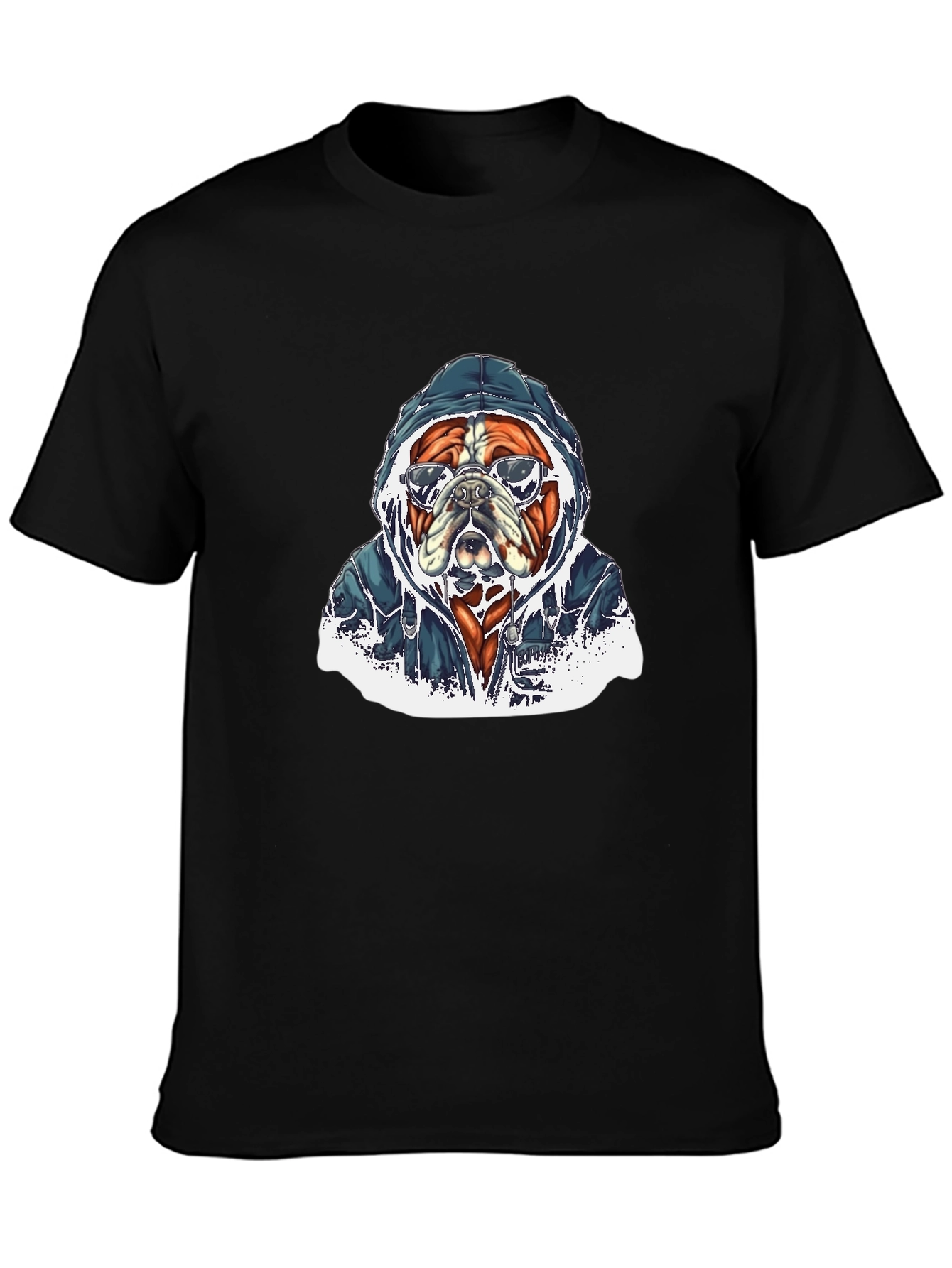 Cool Bulldog in Hoodie Graphic T-Shirt