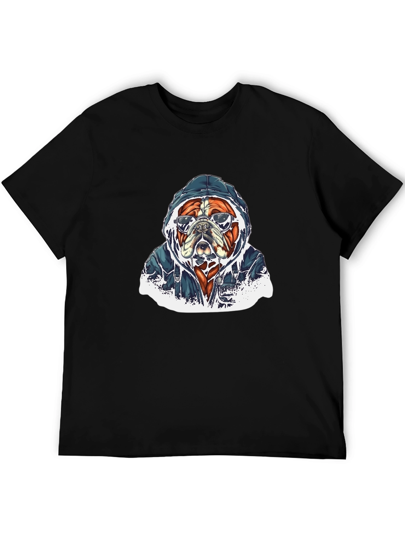 Cool Bulldog in Hoodie Graphic T-Shirt