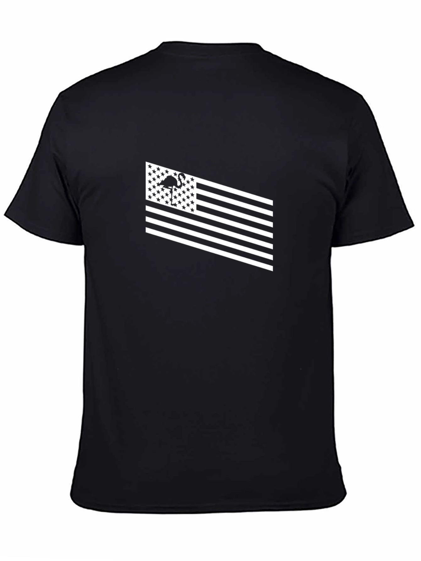 Flamingo American Flag T-Shirt - Black