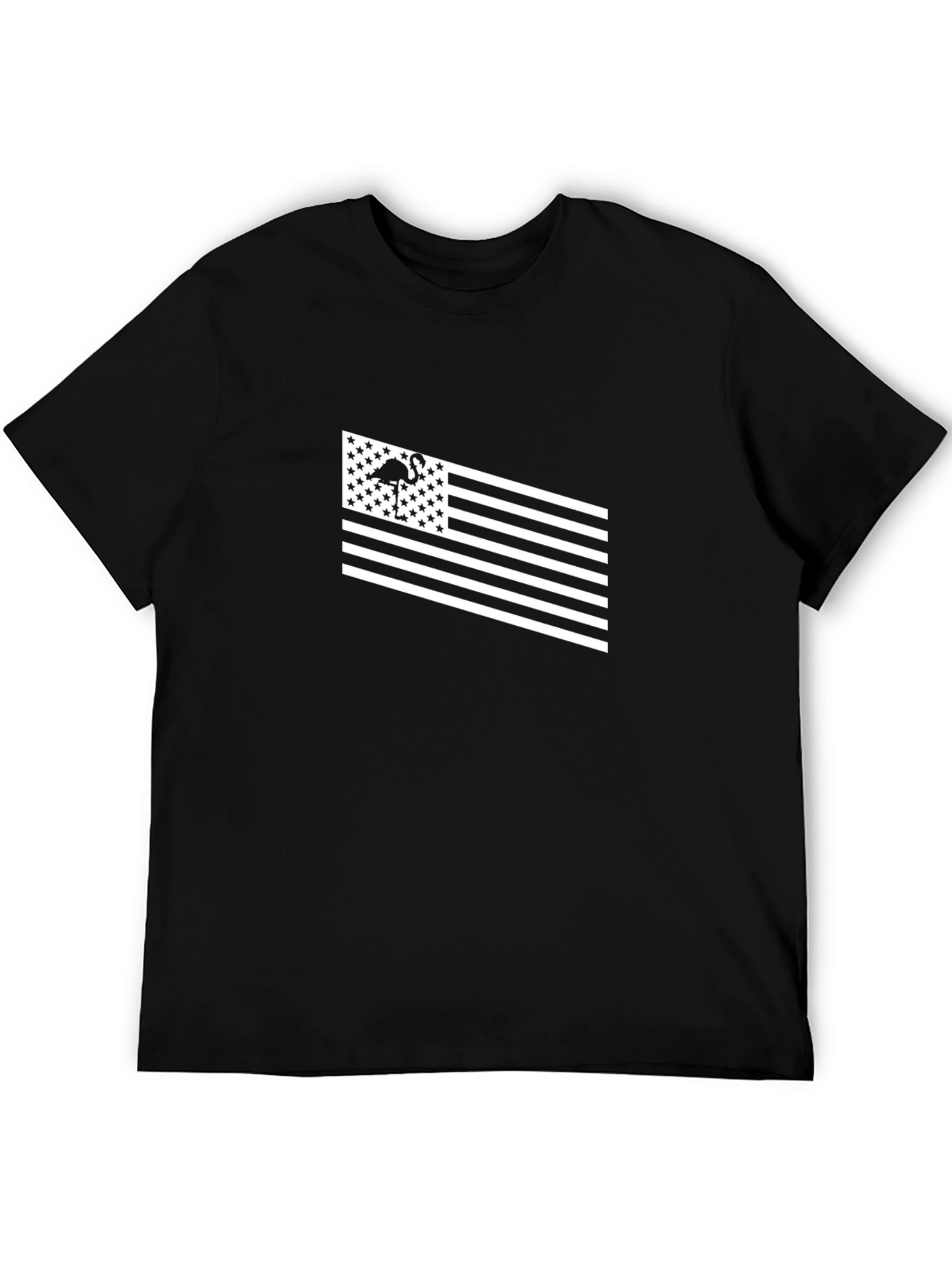 Flamingo American Flag T-Shirt - Black